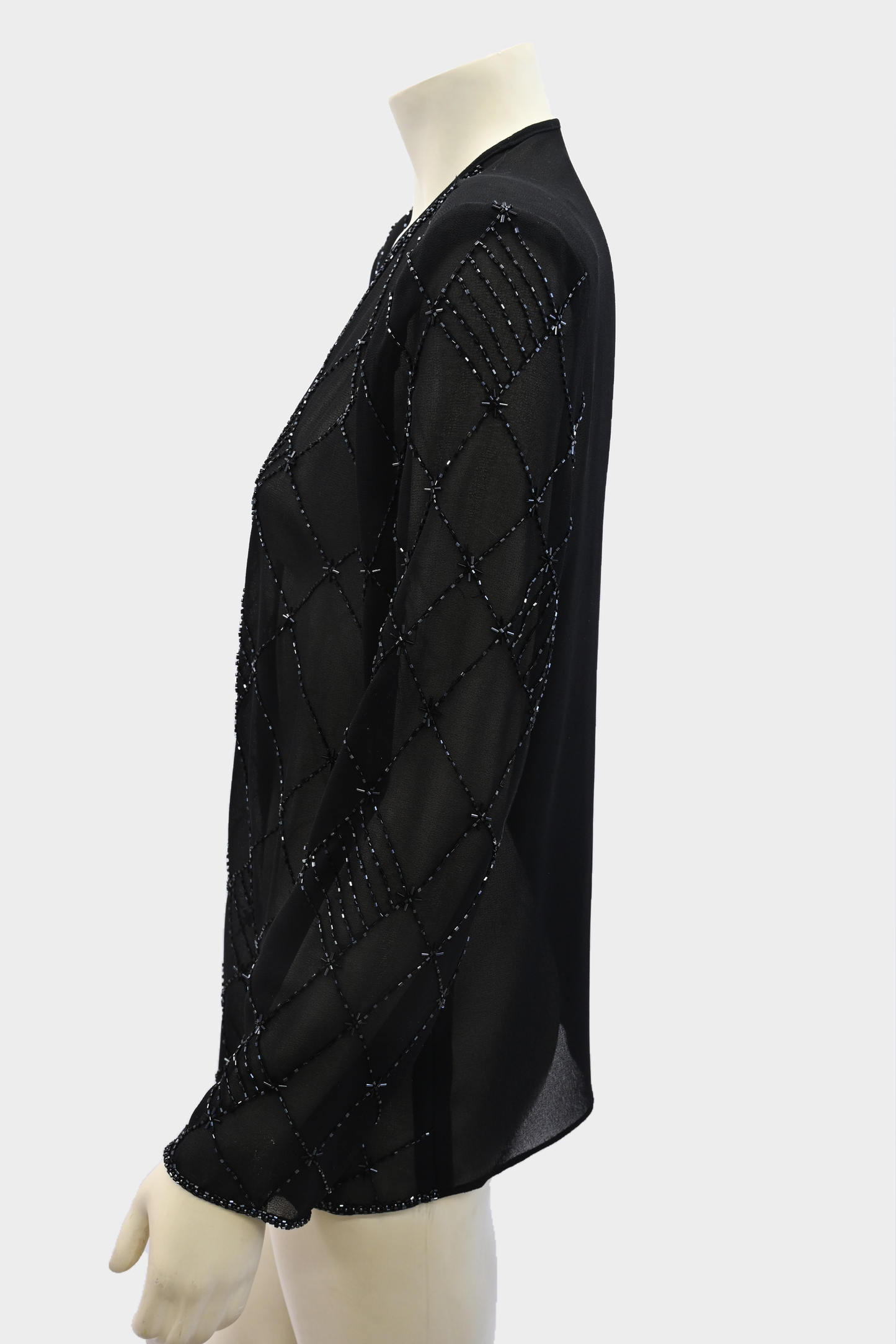 Vintage Black Sheer Beaded Evening Jacket