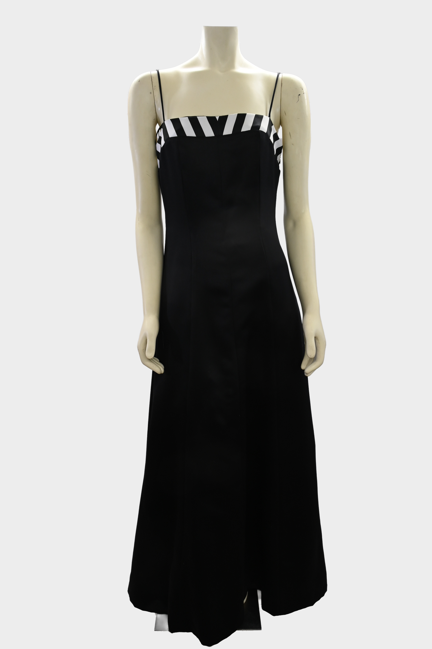 Vintage Victor Costa Black & White Chevron Evening Gown