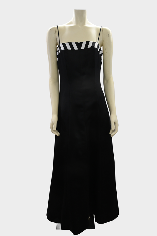 Vintage Victor Costa Black & White Chevron Evening Gown