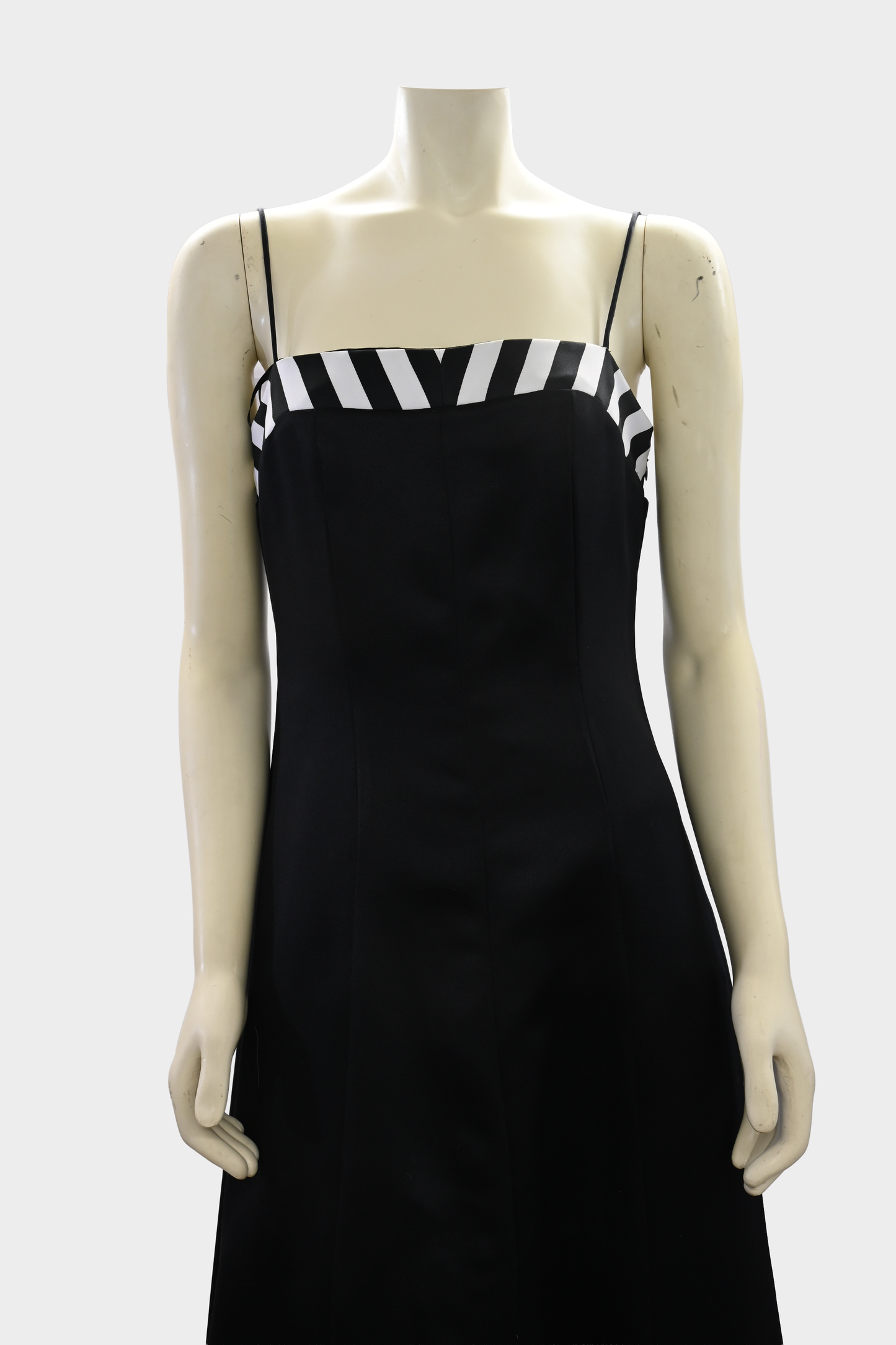 Vintage Victor Costa Black & White Chevron Evening Gown
