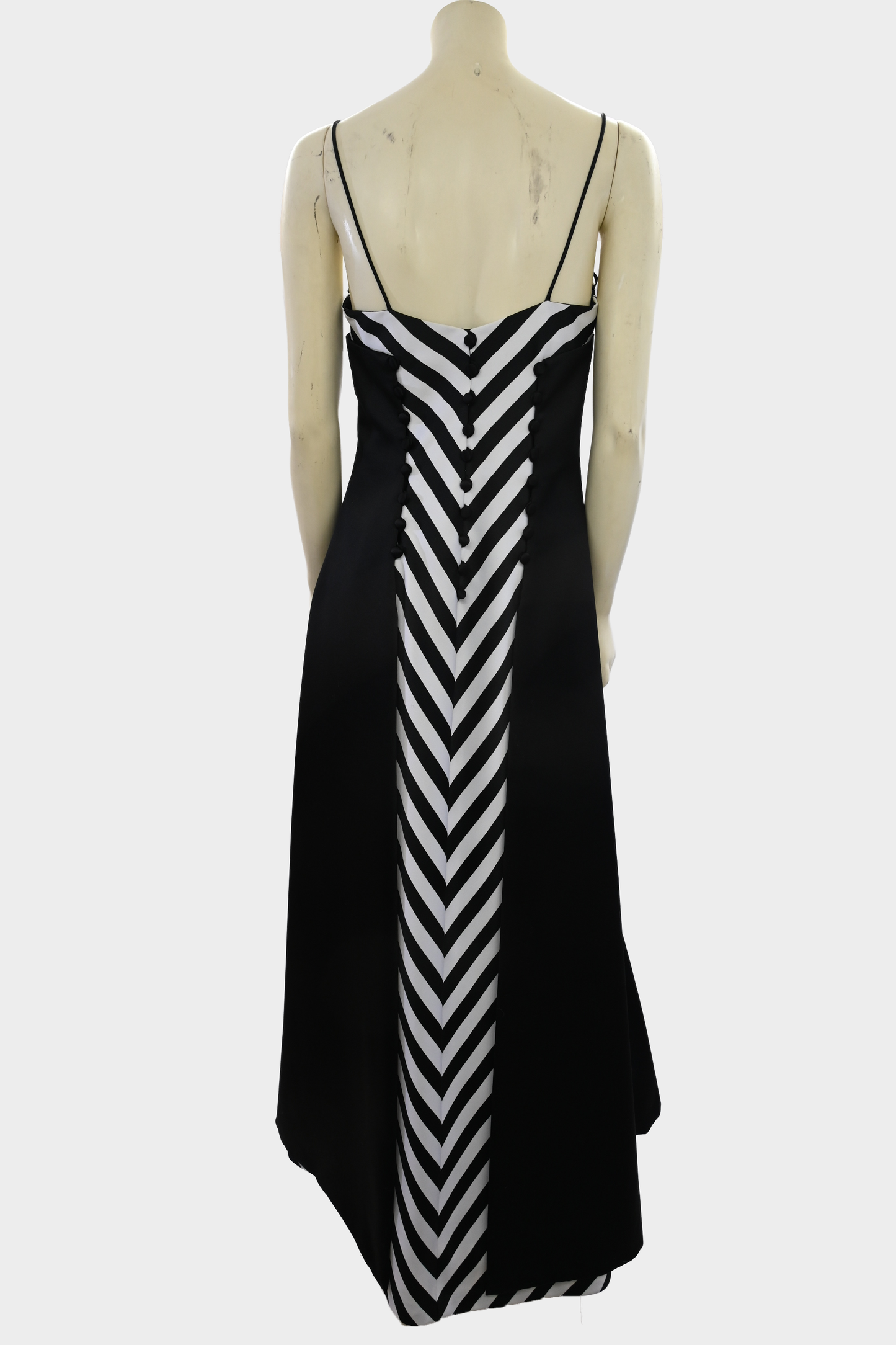 Vintage Victor Costa Black & White Chevron Evening Gown