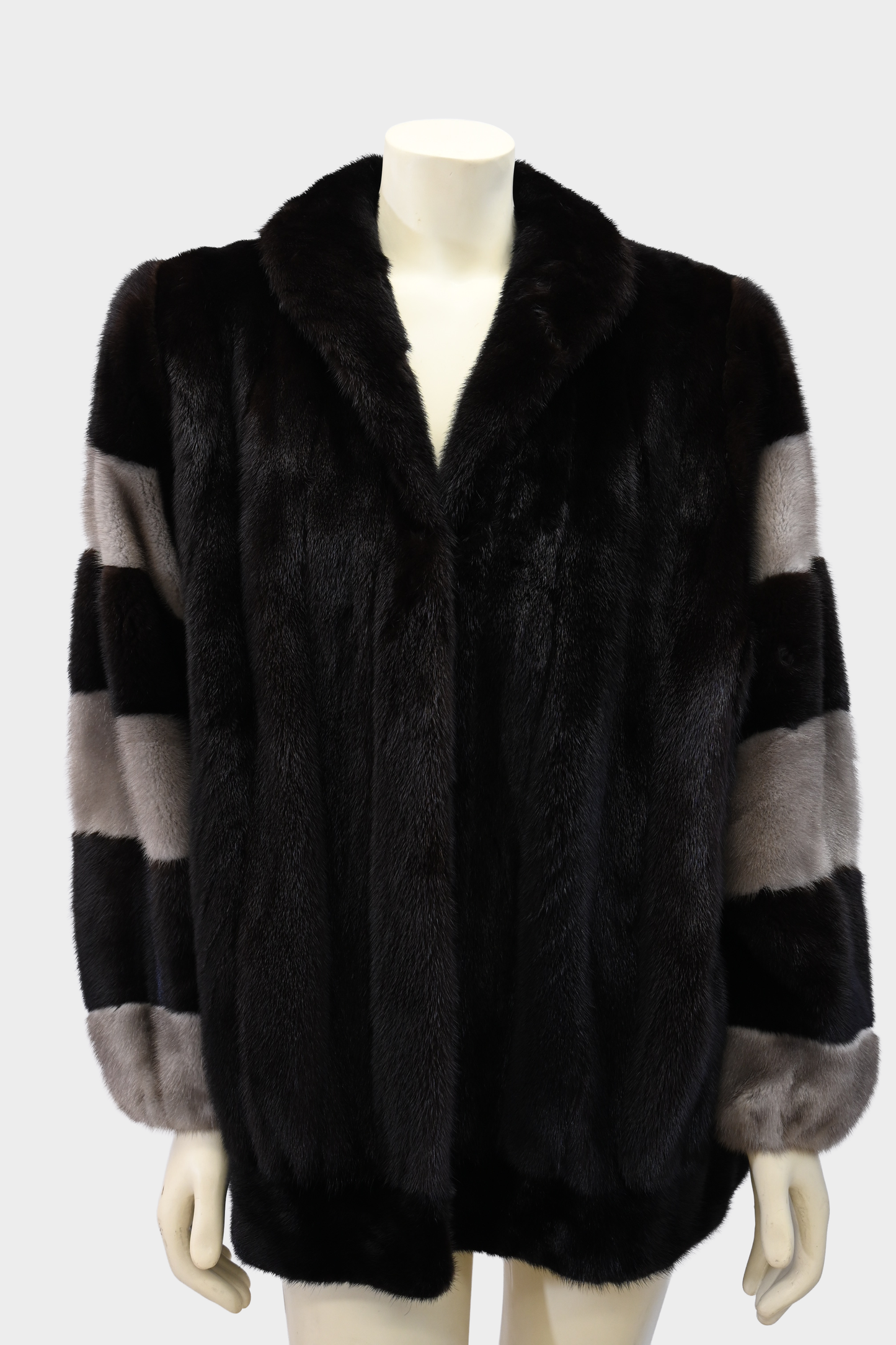 Mink Jacket with Color-Block Sleeve Detail