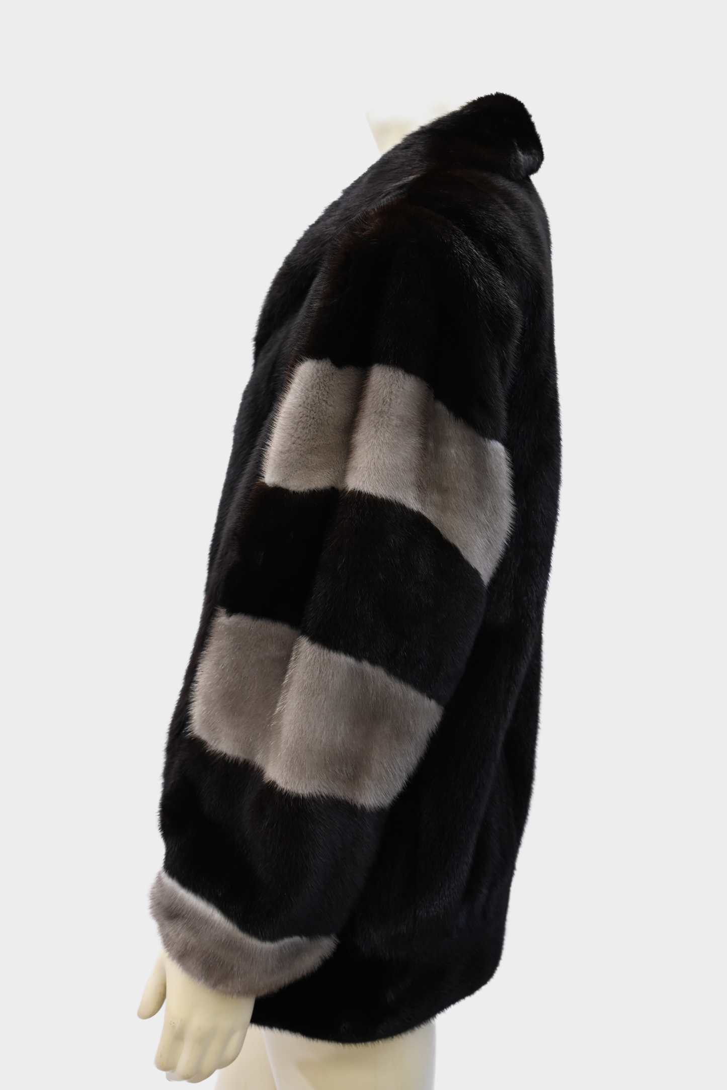 Mink Jacket with Color-Block Sleeve Detail