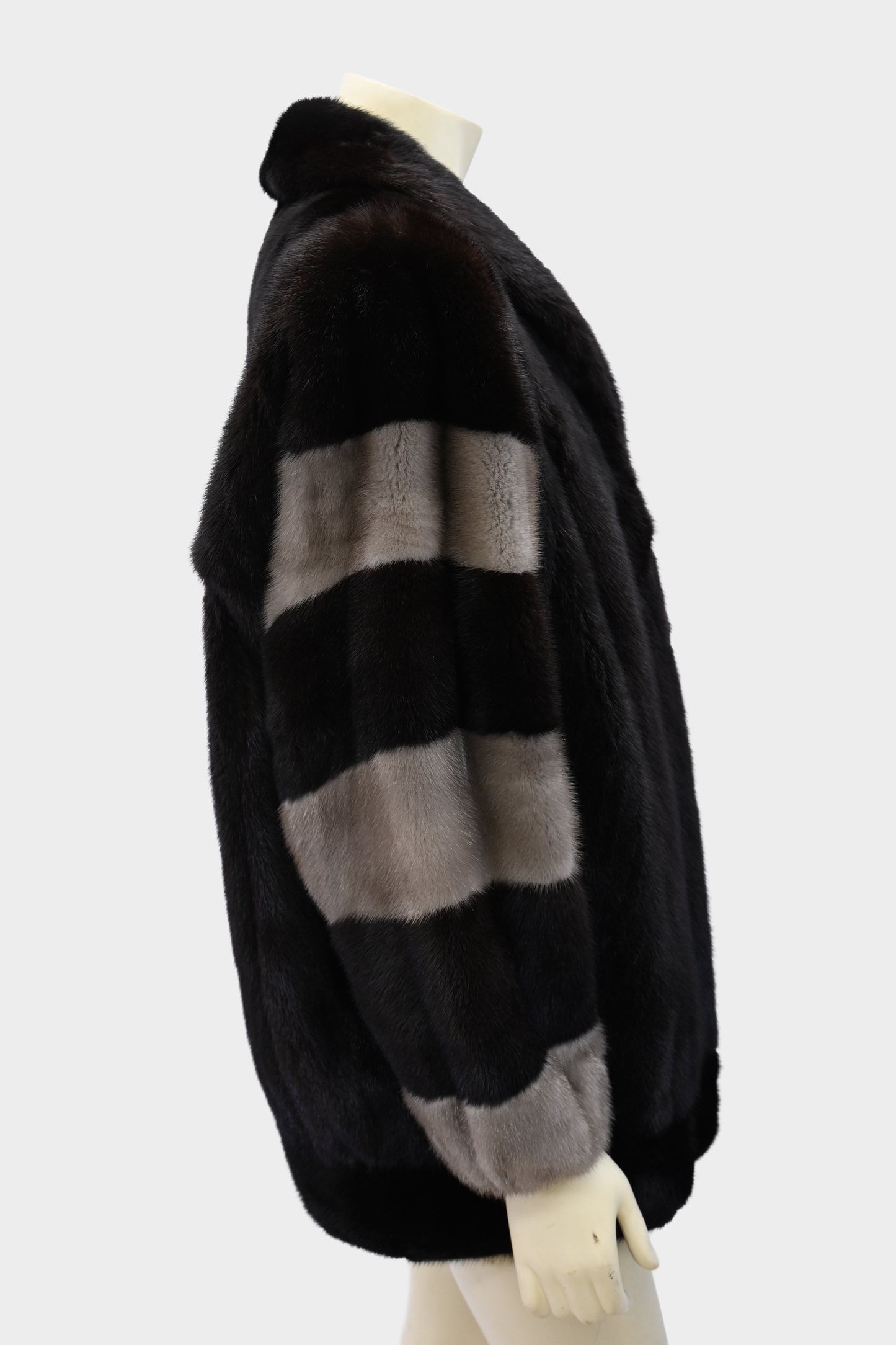 Mink Jacket with Color-Block Sleeve Detail