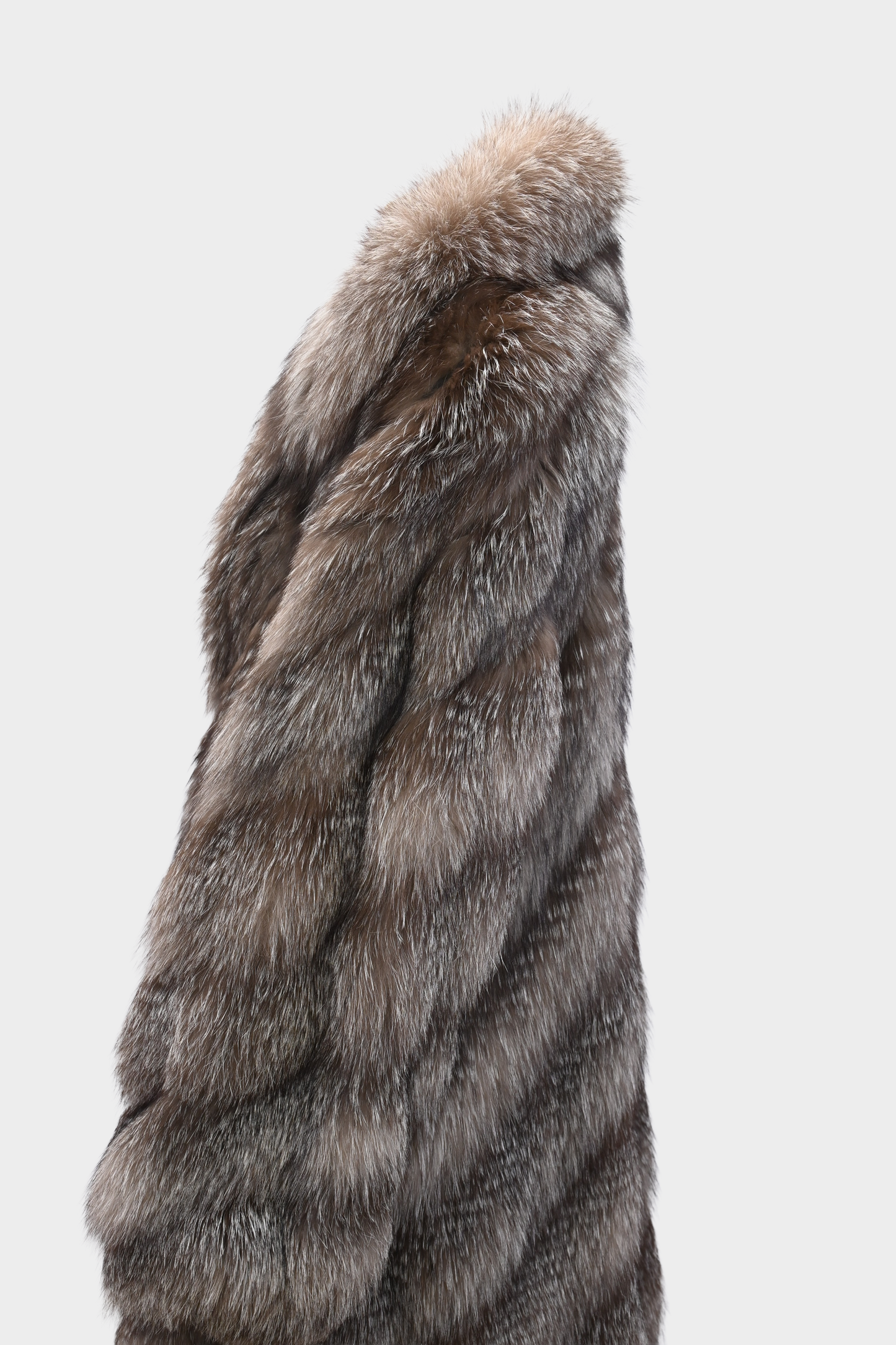 Feathered Silver Fox Fur Full Length Swing Coat
