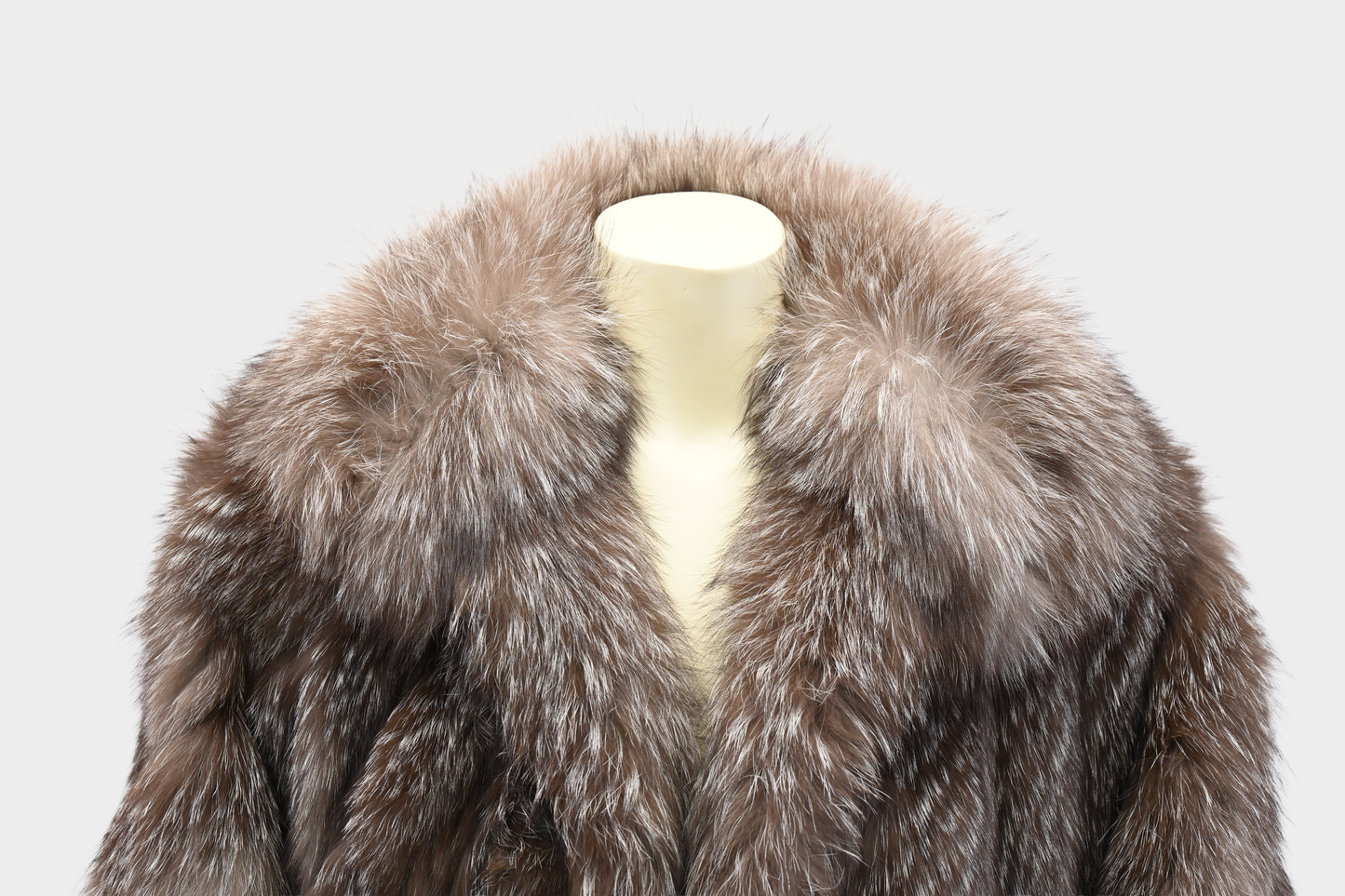 Feathered Silver Fox Fur Full Length Swing Coat