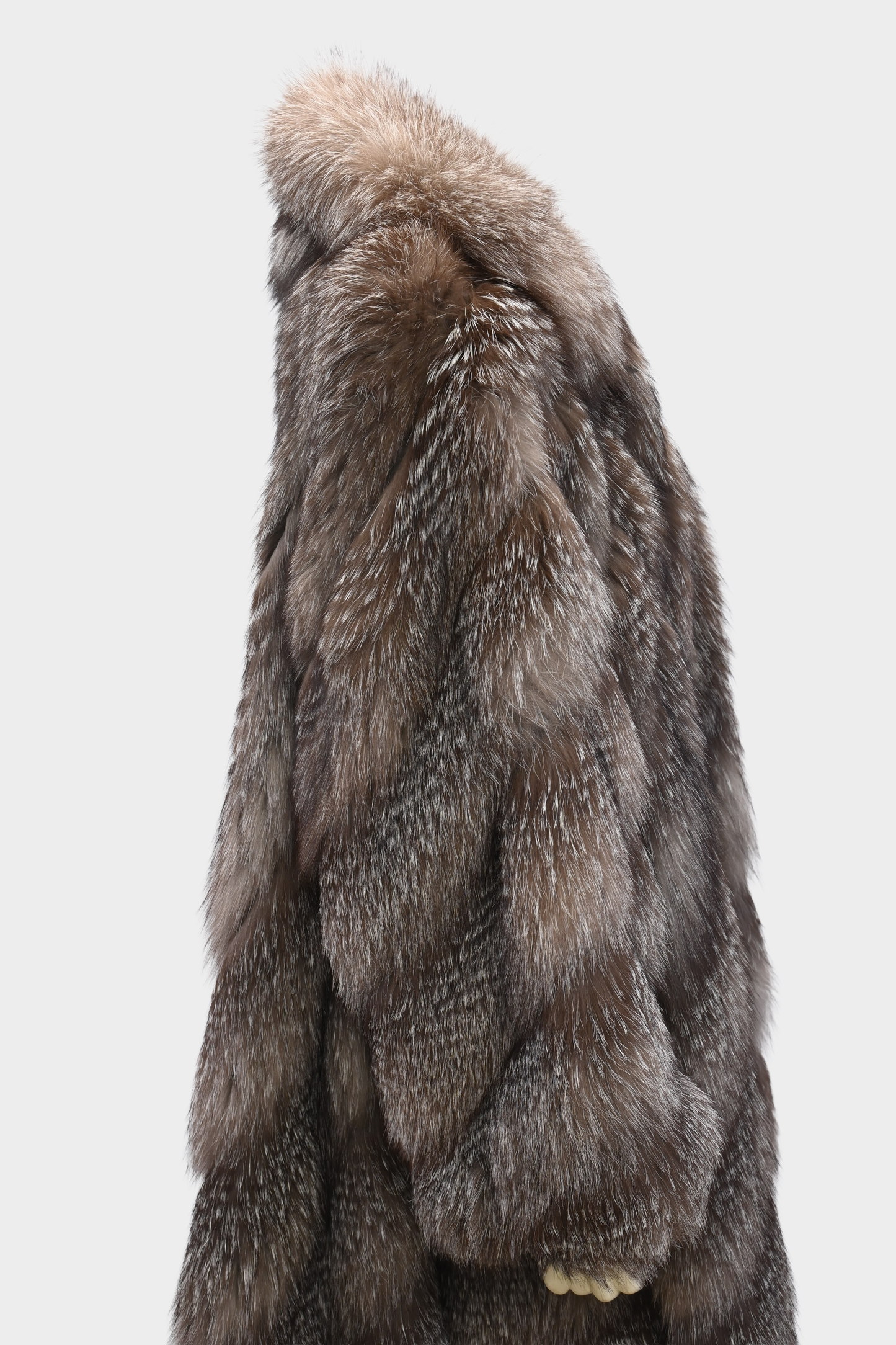 Feathered Silver Fox Fur Full Length Swing Coat