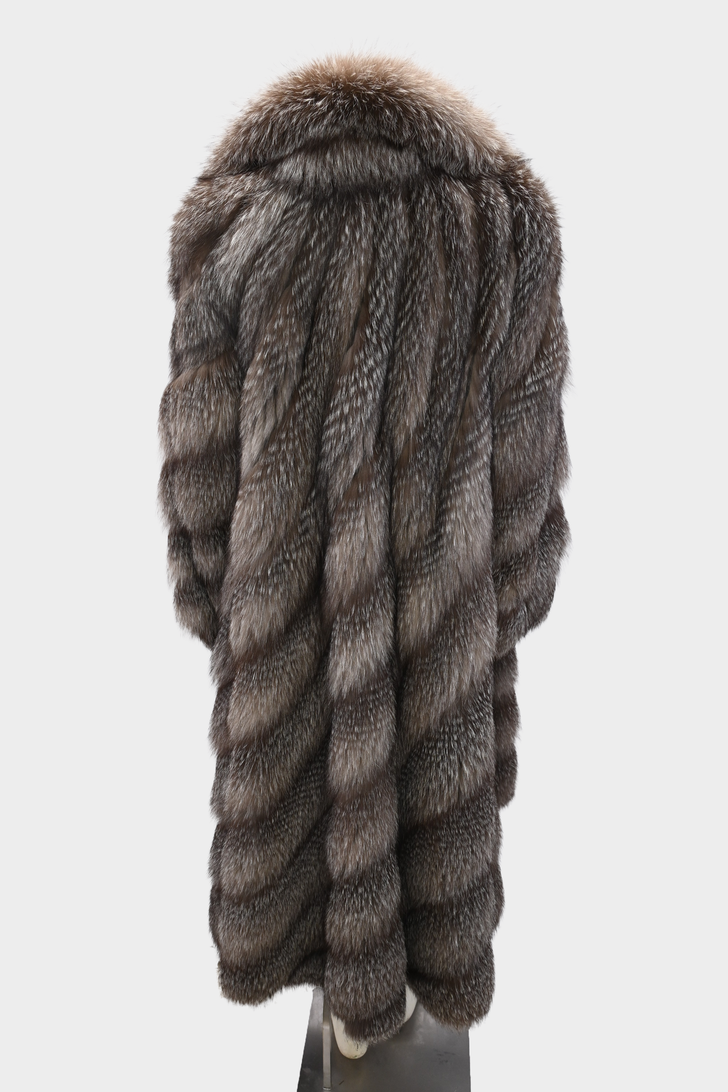 Feathered Silver Fox Fur Full Length Swing Coat