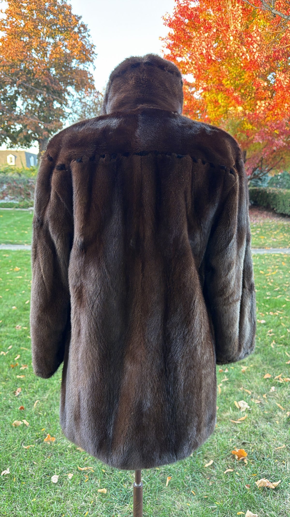 Neiman Marcus Mink Fur & Leather Whipstitch Reversible Jacket