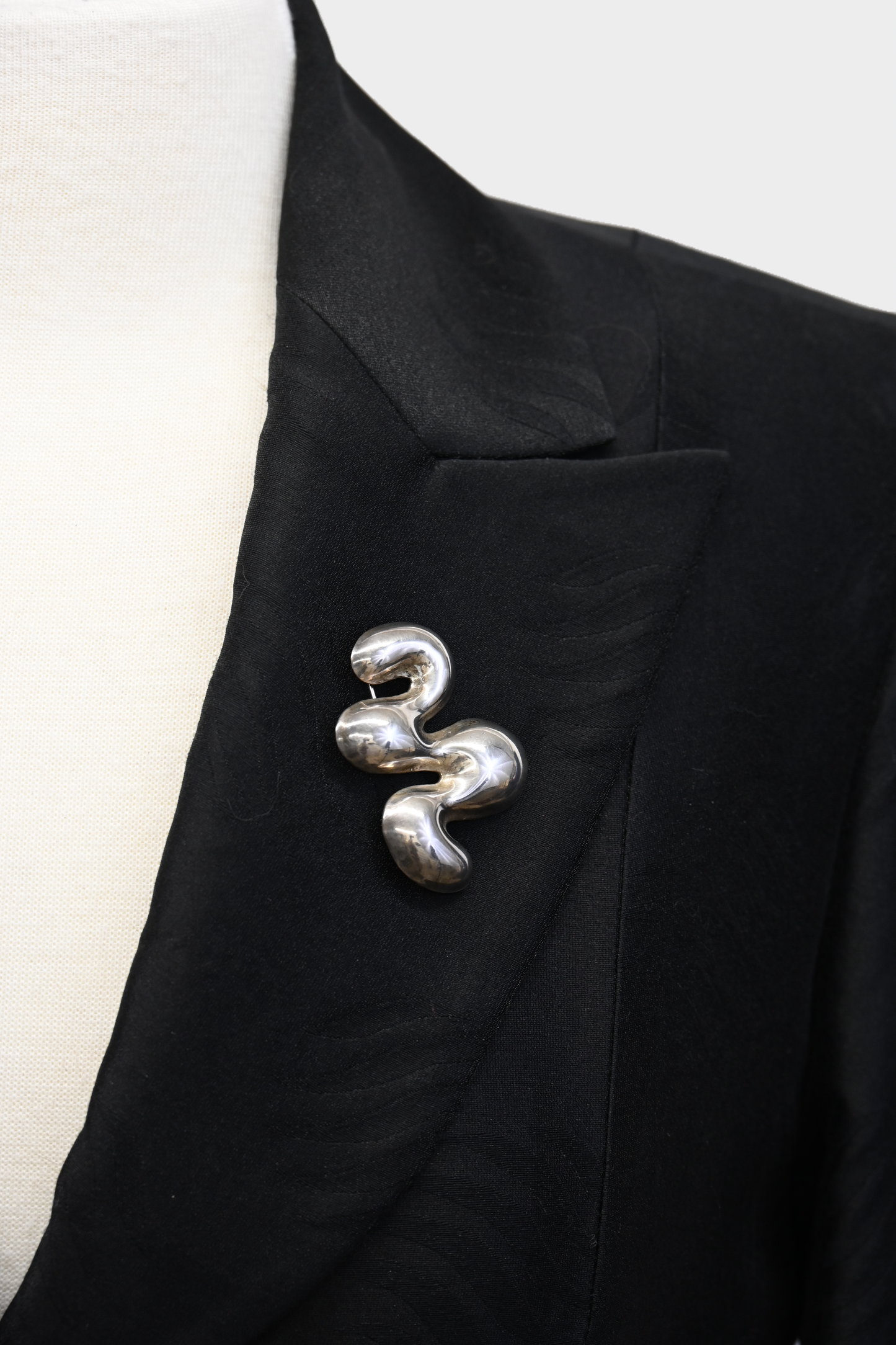 Vintage 925 Sterling Silver Modernist Squiggle Brooch