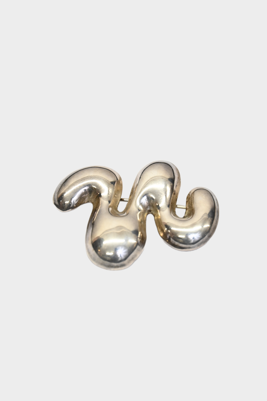 Vintage 925 Sterling Silver Modernist Squiggle Brooch