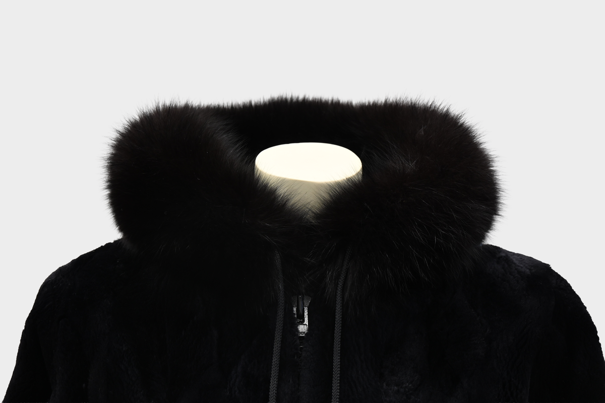 York Furrier Sheared Beaver Jacket with Fox Trim Hood