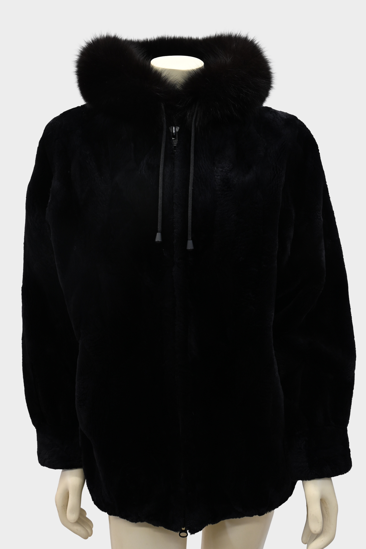 York Furrier Sheared Beaver Jacket with Fox Trim Hood