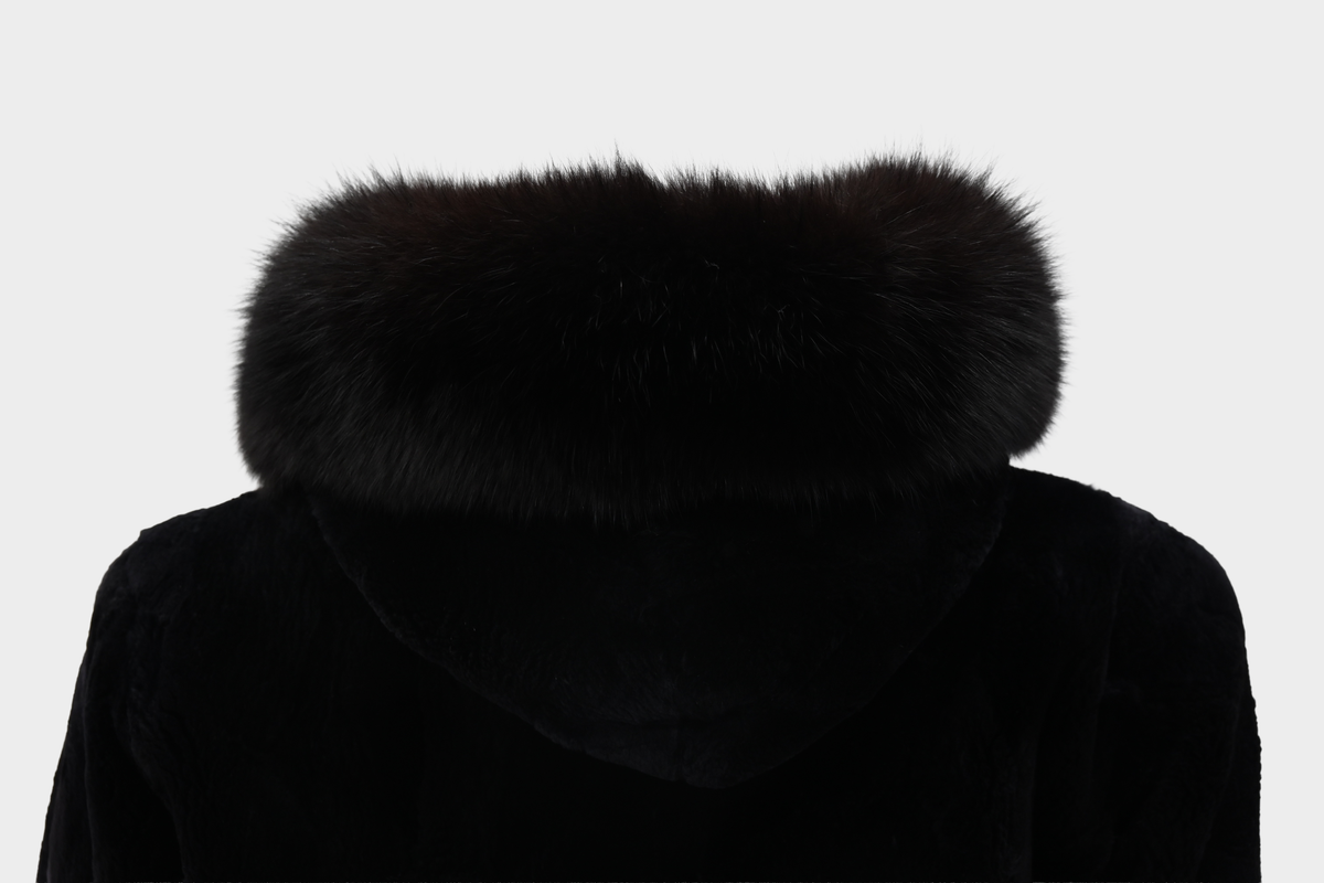 York Furrier Sheared Beaver Jacket with Fox Trim Hood