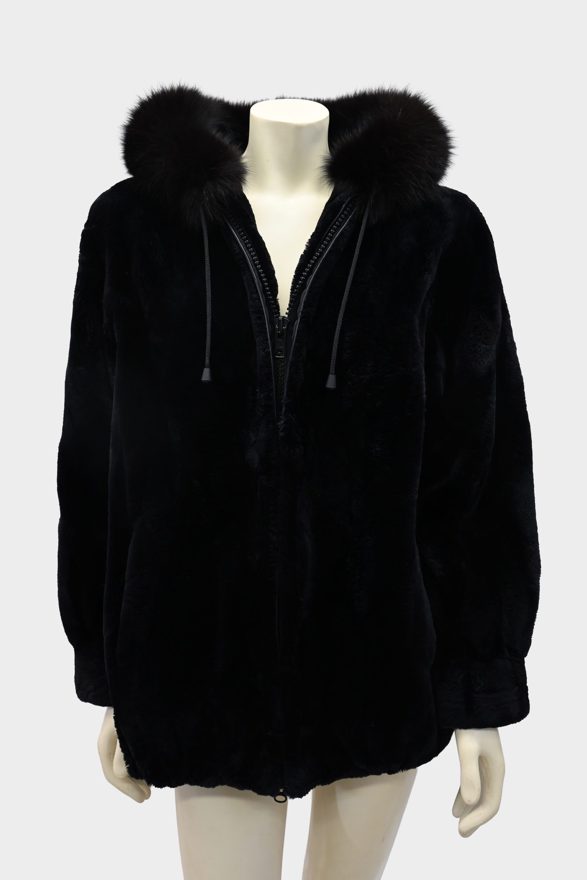 York Furrier Sheared Beaver Jacket with Fox Trim Hood