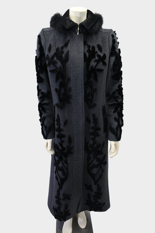 Elie Tahari Julia Fur Trim Coat