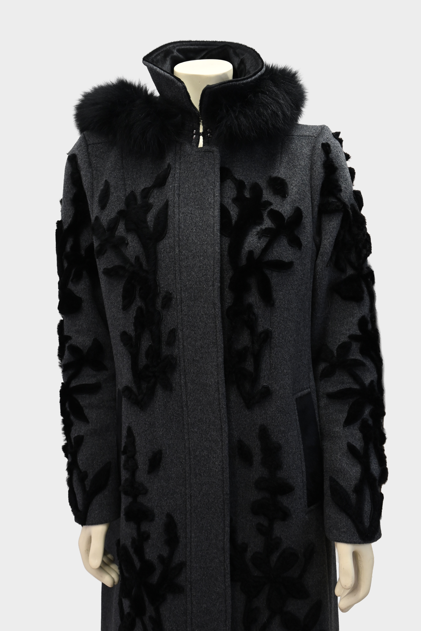 Elie Tahari Julia Fur Trim Coat