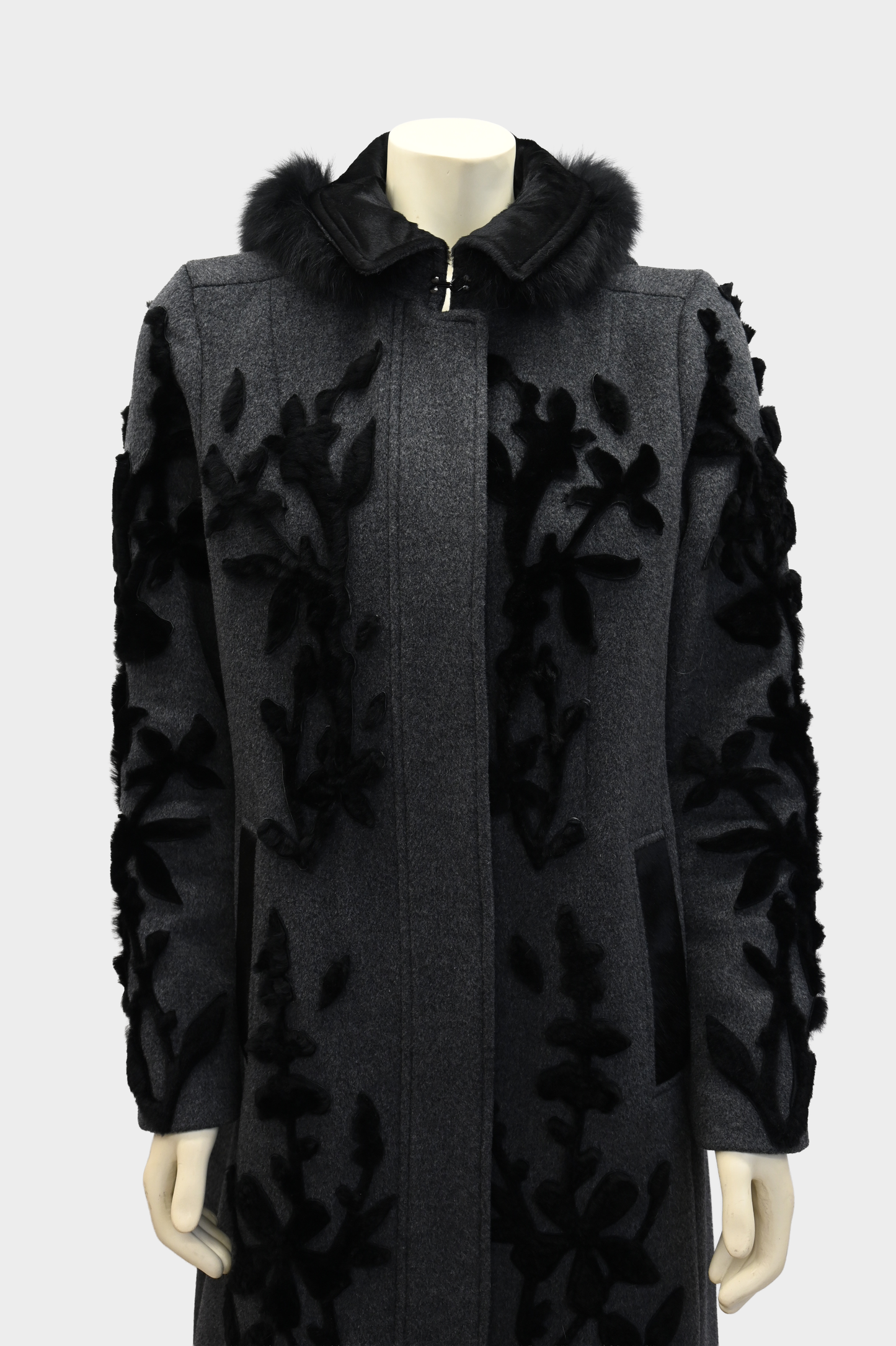 Elie Tahari Julia Fur Trim Coat