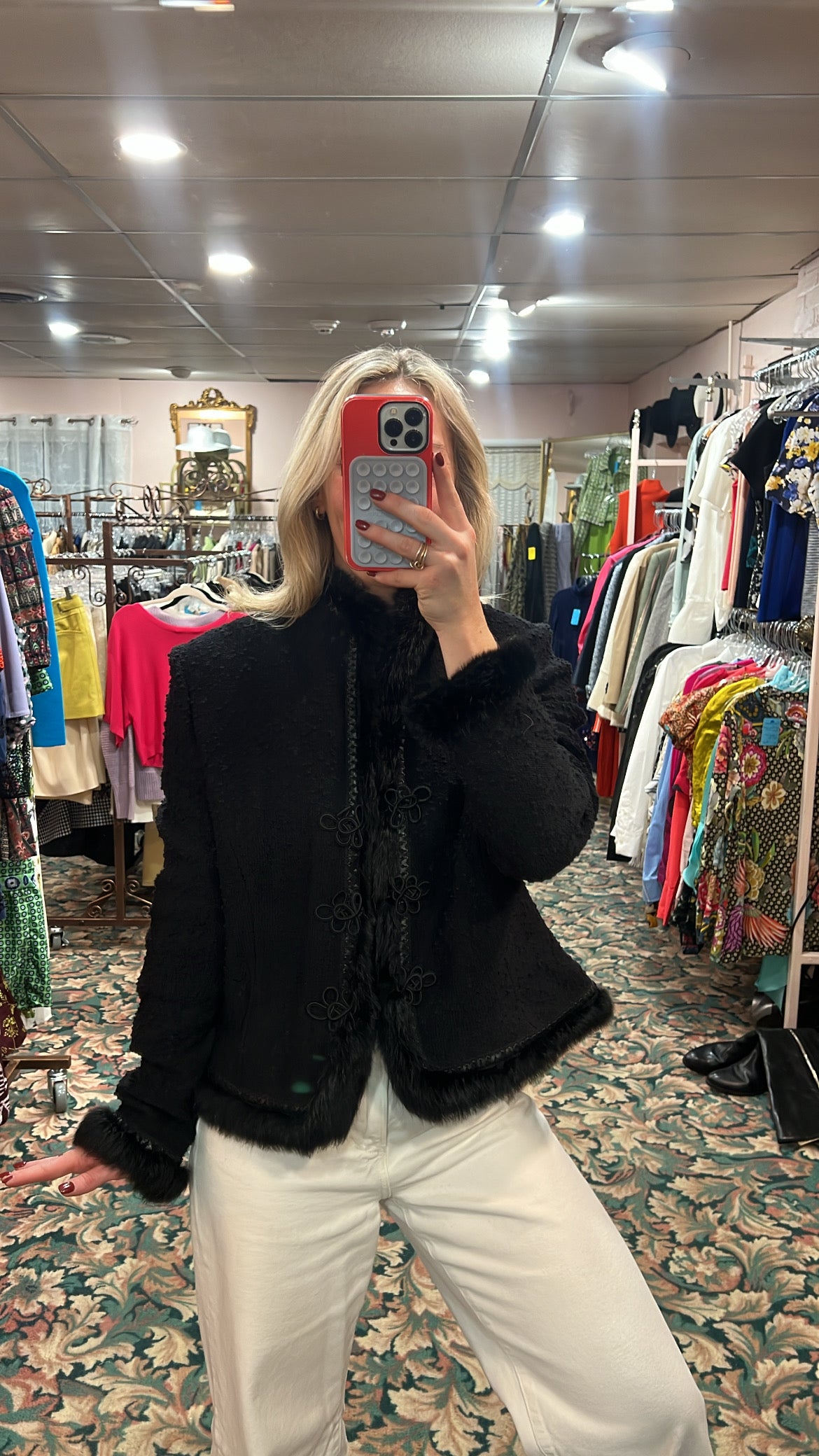 St John Couture Fur Trim Jacket