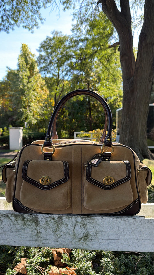 Vintage Coach Daphne Legacy Suede & Leather Satchel Bag 3681