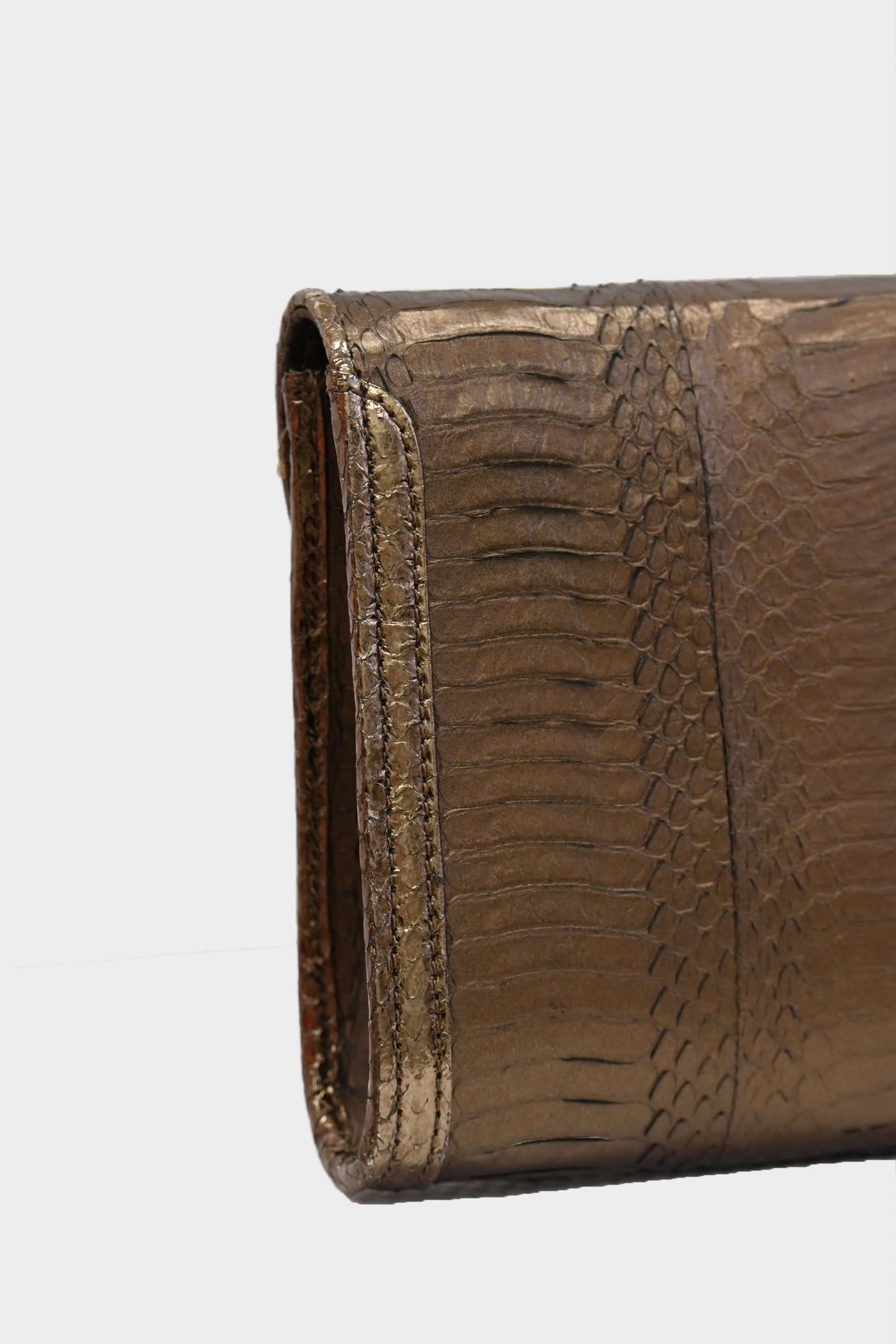 Vintage Metallic Bronze Exotic Snakeskin Clutch