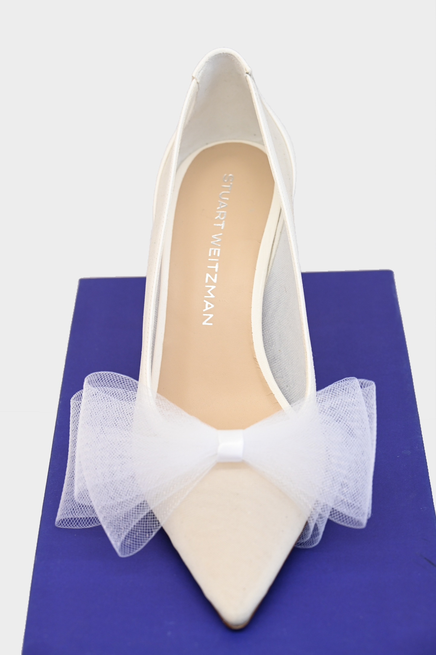 Stuart Weitzman White Tulle Bow Heels