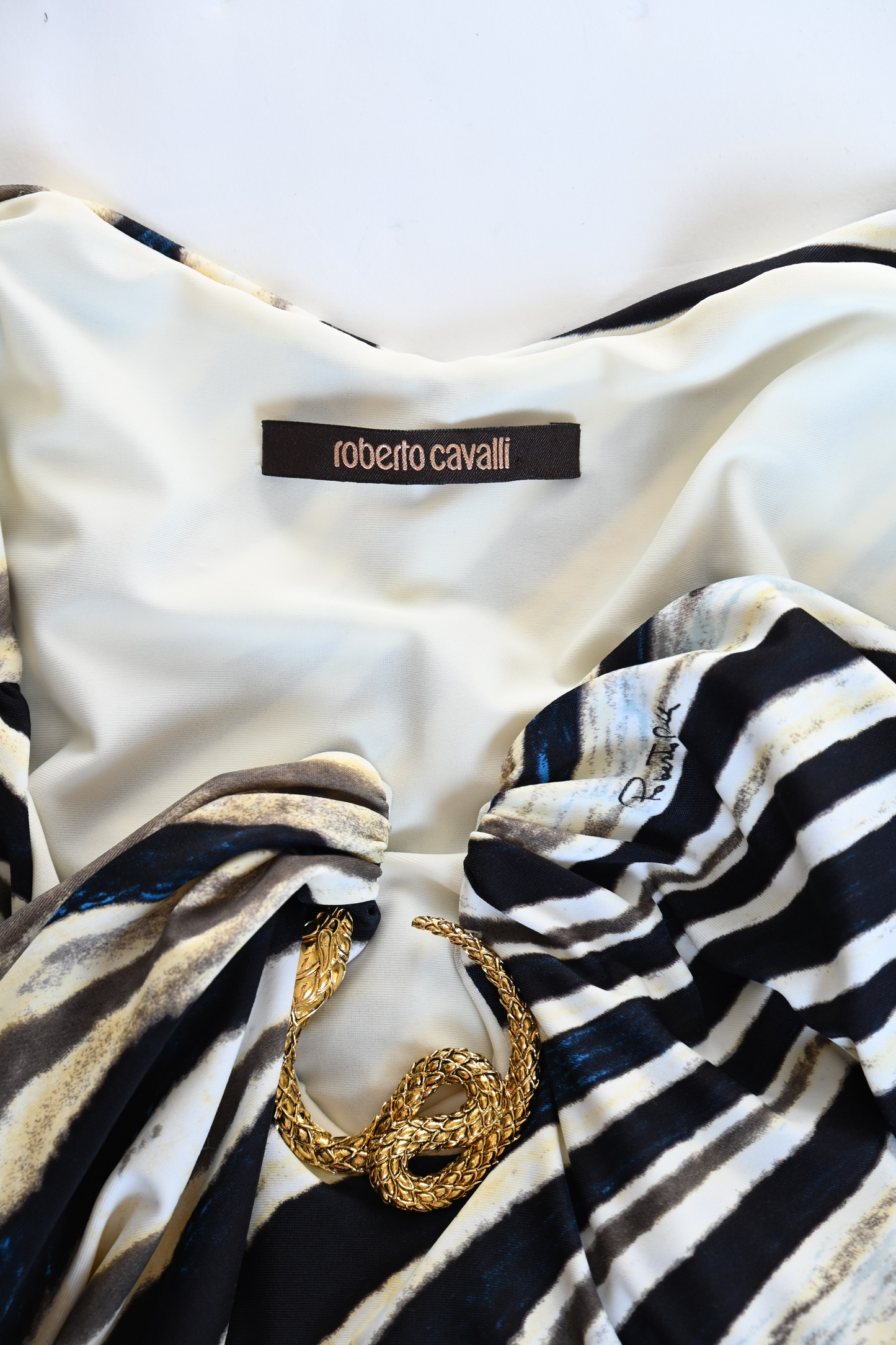 Roberto Cavalli Zebra Print Snake Hardware Dress