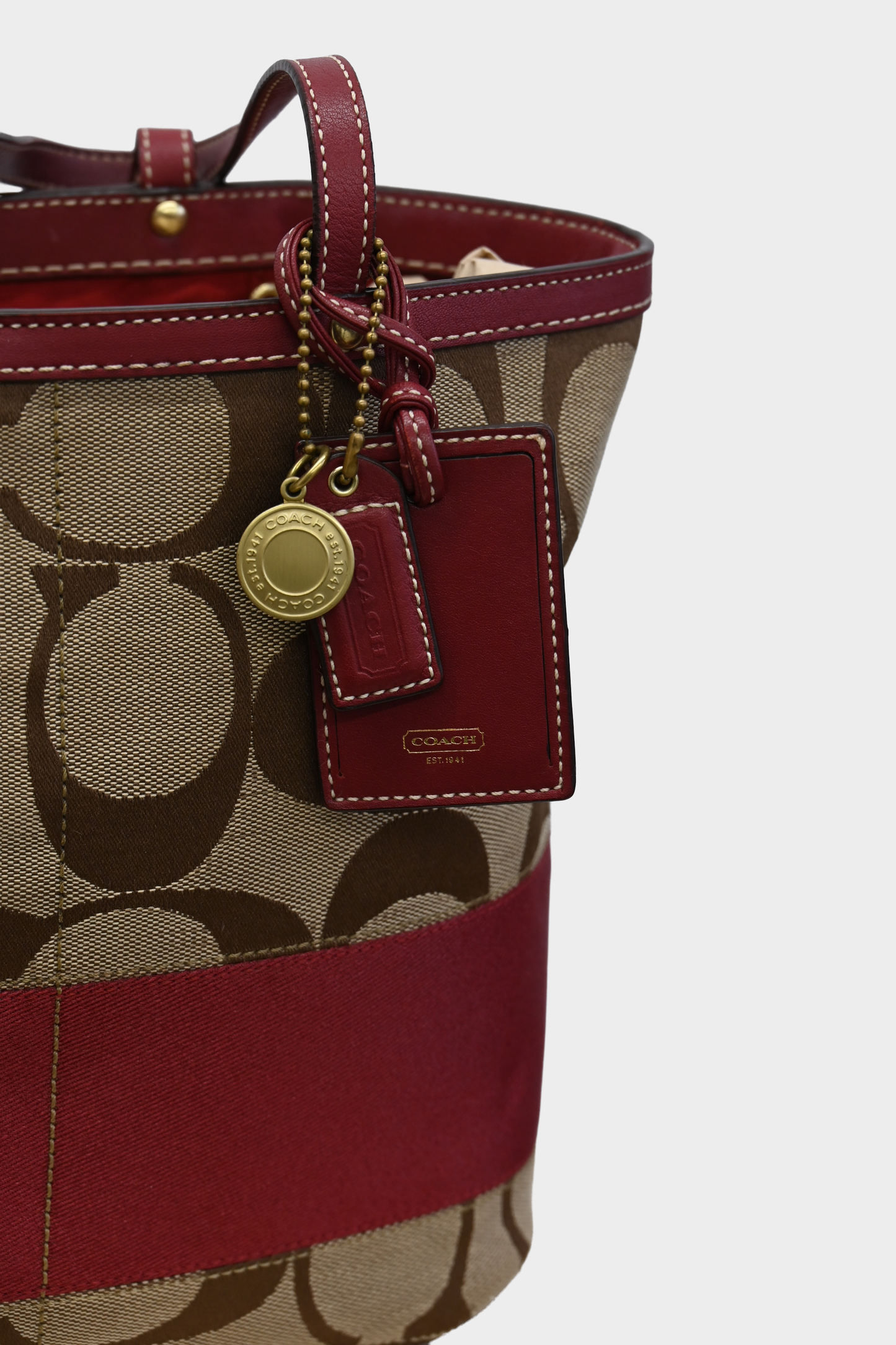 Vintage Coach Signature Canvas Stripe Tote