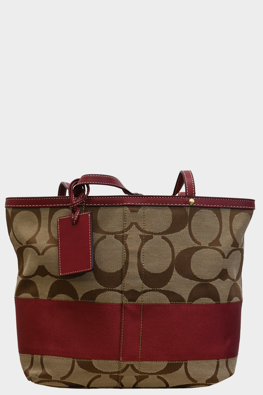 Vintage Coach Signature Canvas Stripe Tote