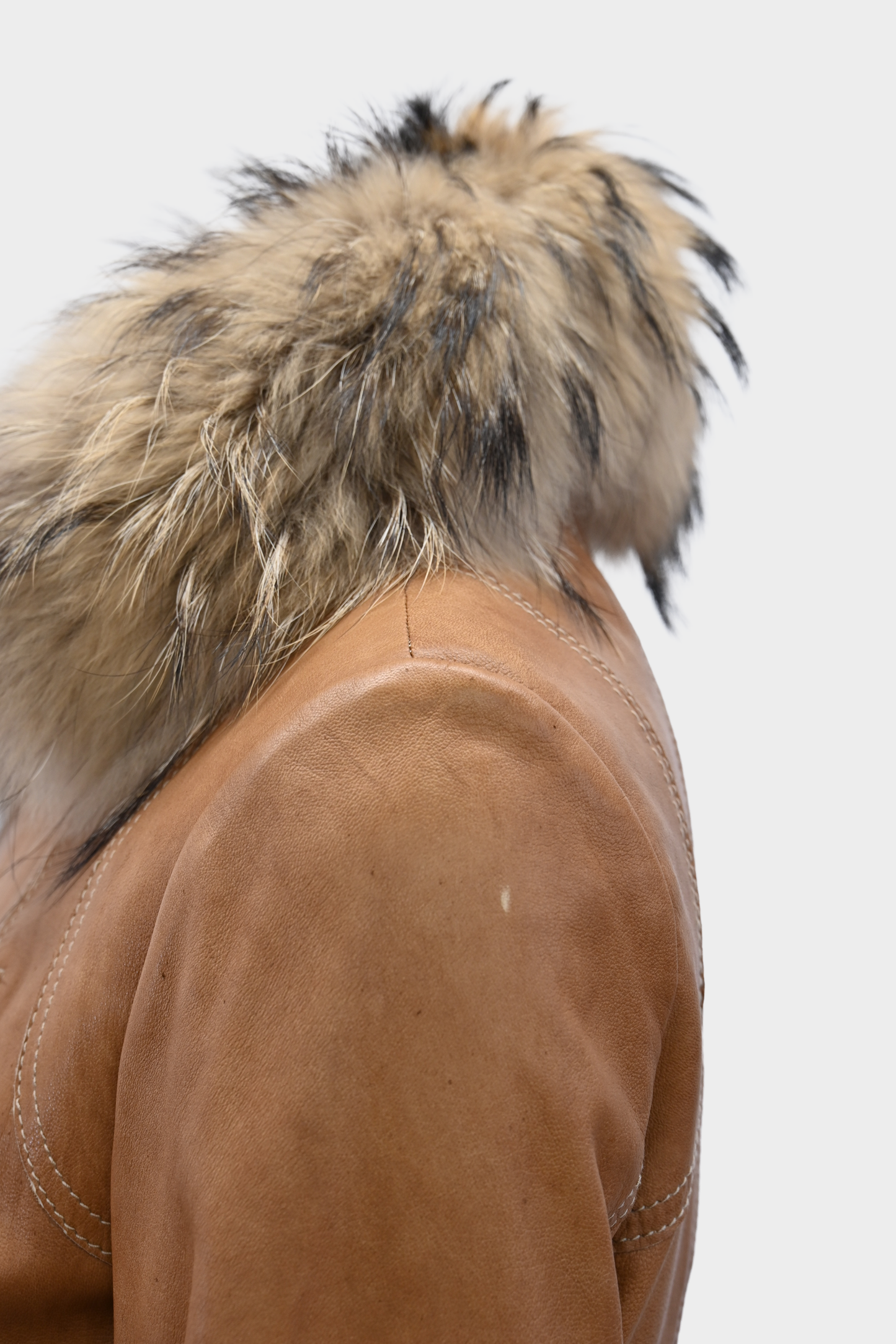 Andrew Marc Leather Jacket with Raccoon Fur Collar