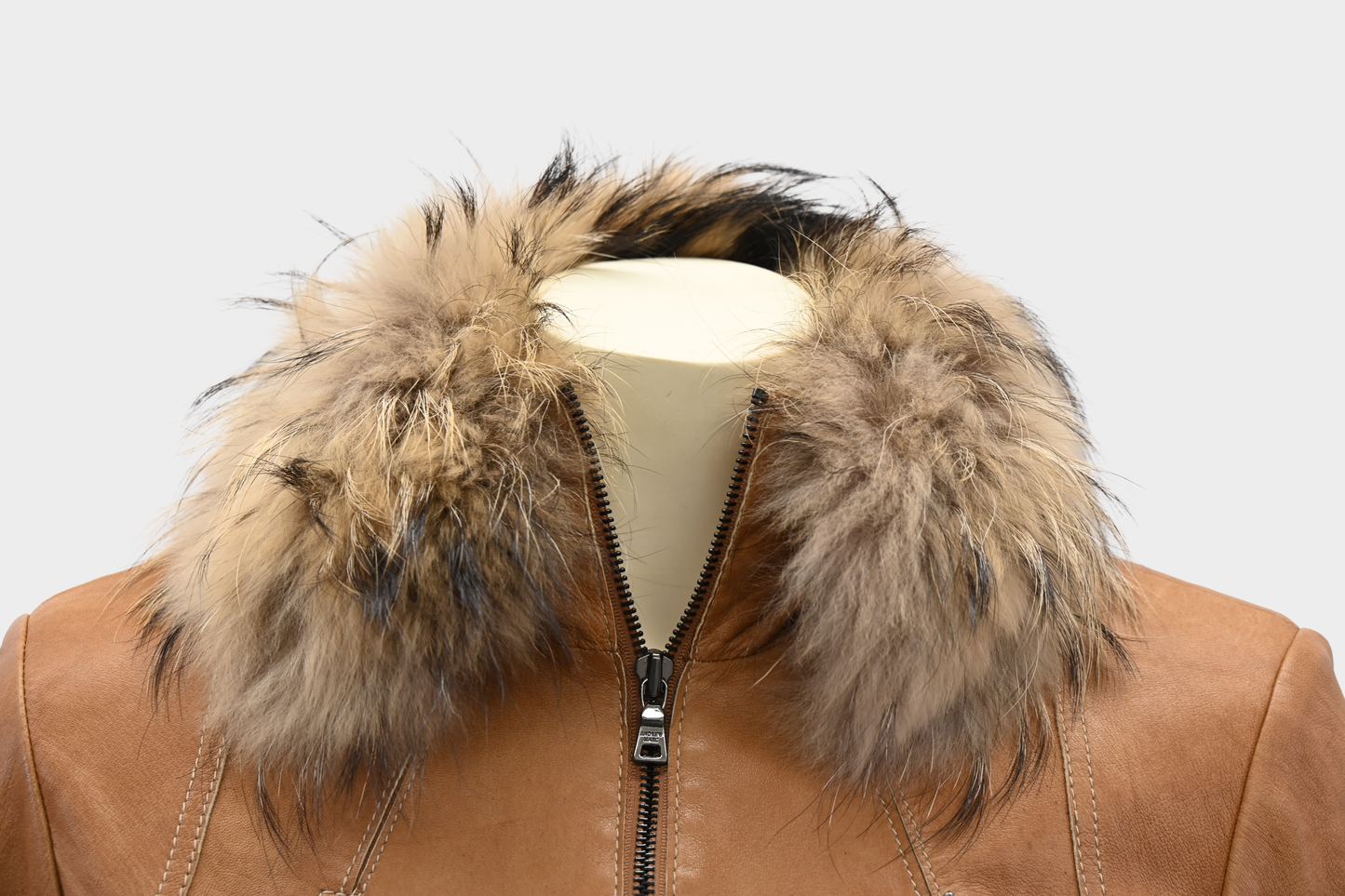 Andrew Marc Leather Jacket with Raccoon Fur Collar