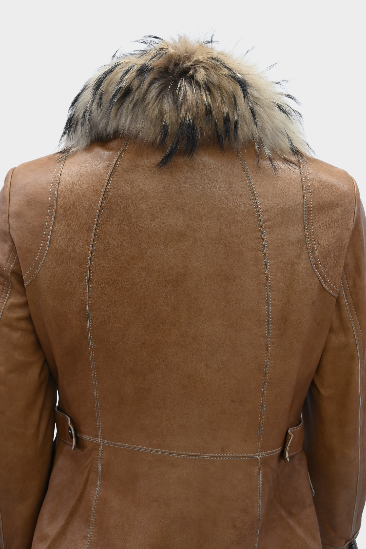 Andrew Marc Leather Jacket with Raccoon Fur Collar