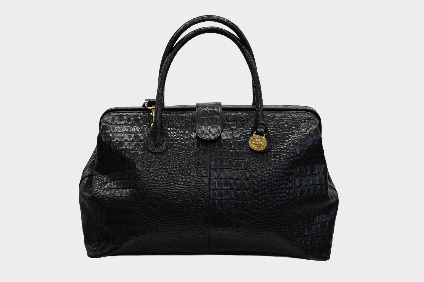 Vintage Brahmin Embossed Croc Leather Satchel