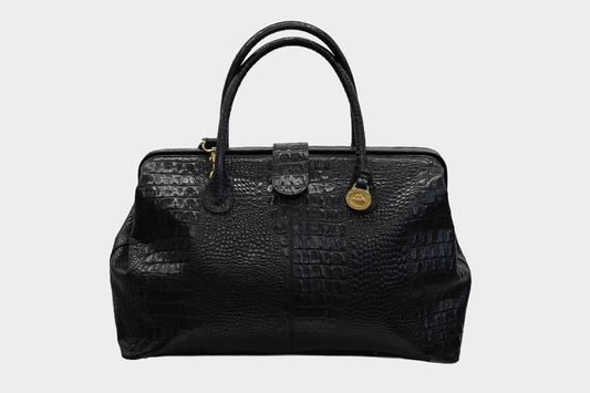 Vintage Brahmin Embossed Croc Leather Satchel