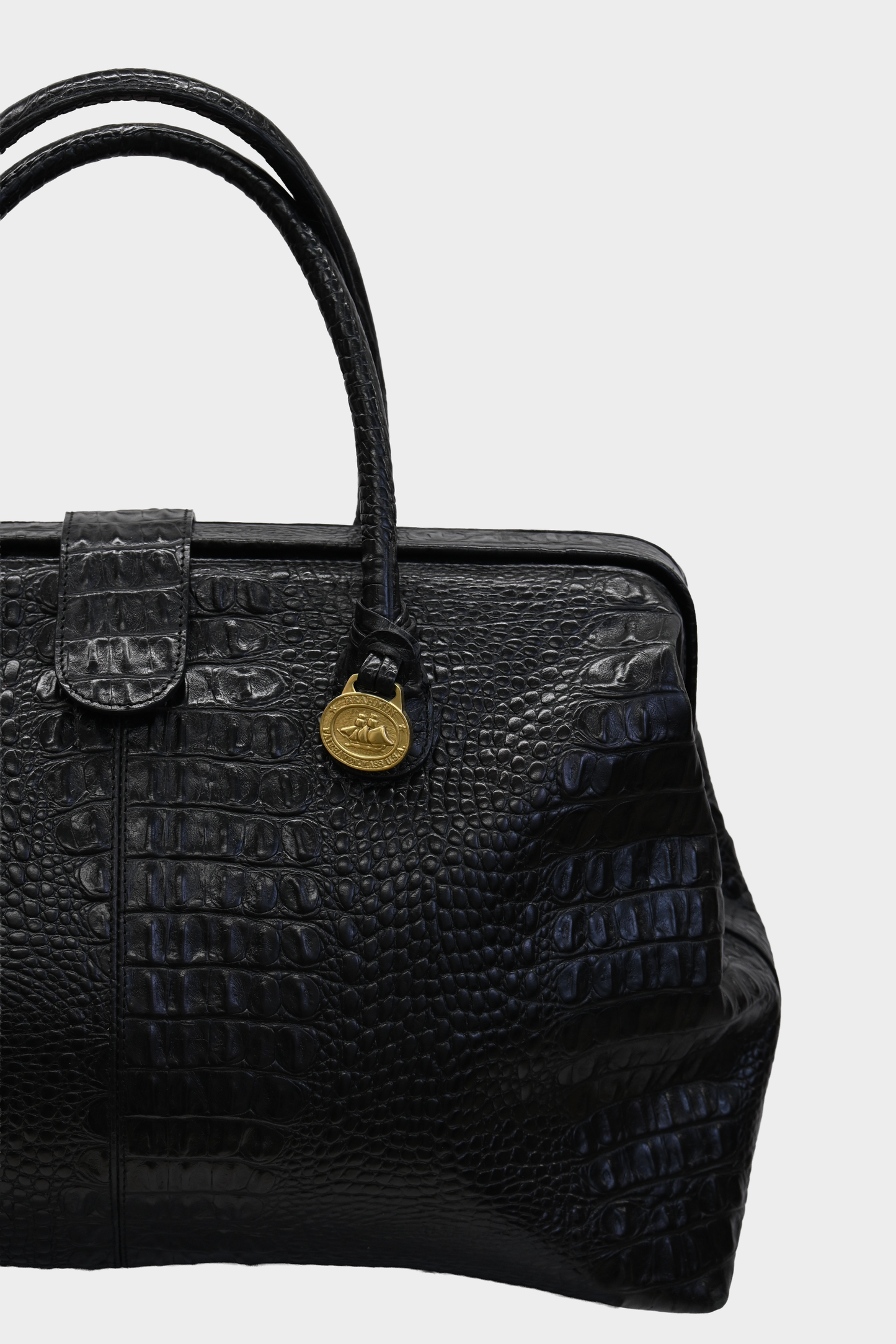 Vintage Brahmin Embossed Croc Leather Satchel