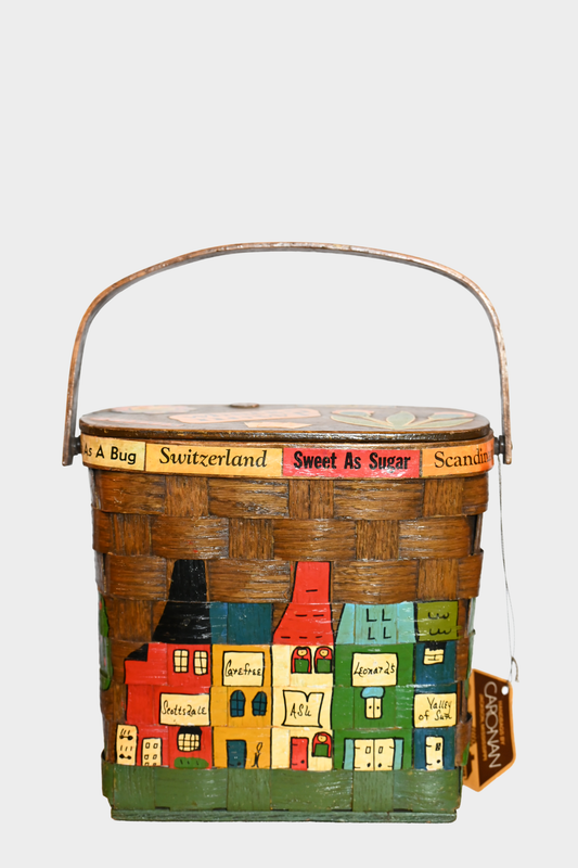 Vintage Caro-Nan Personalized “Leonard” Hand-Painted Basket Bag