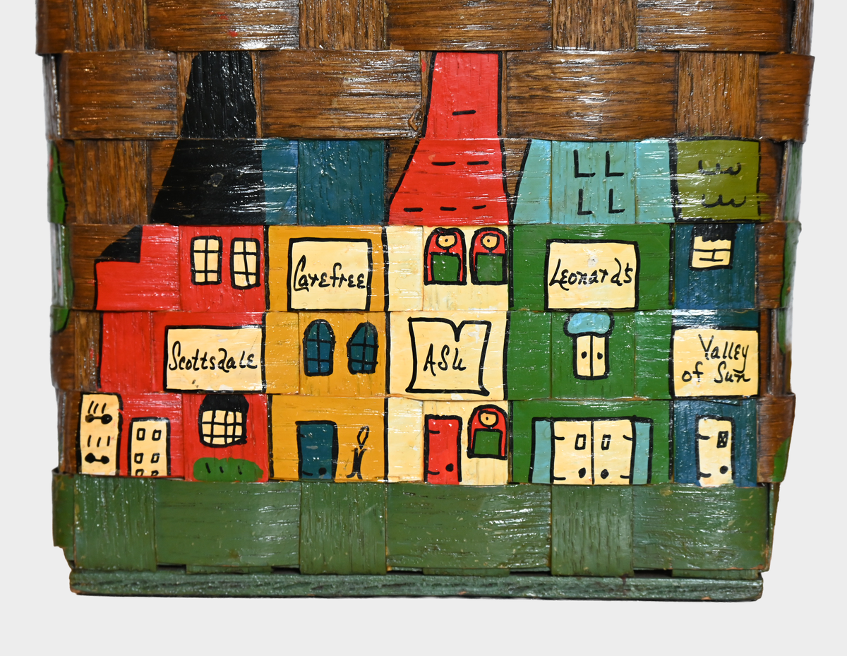 Vintage Caro-Nan Personalized “Leonard” Hand-Painted Basket Bag