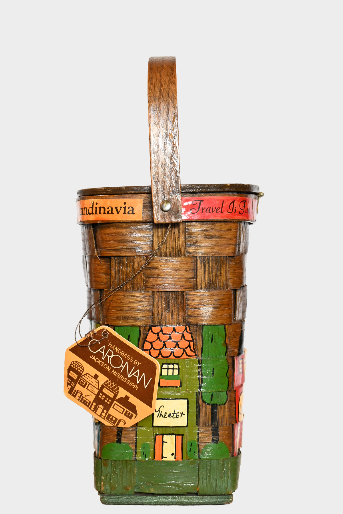 Vintage Caro-Nan Personalized “Leonard” Hand-Painted Basket Bag