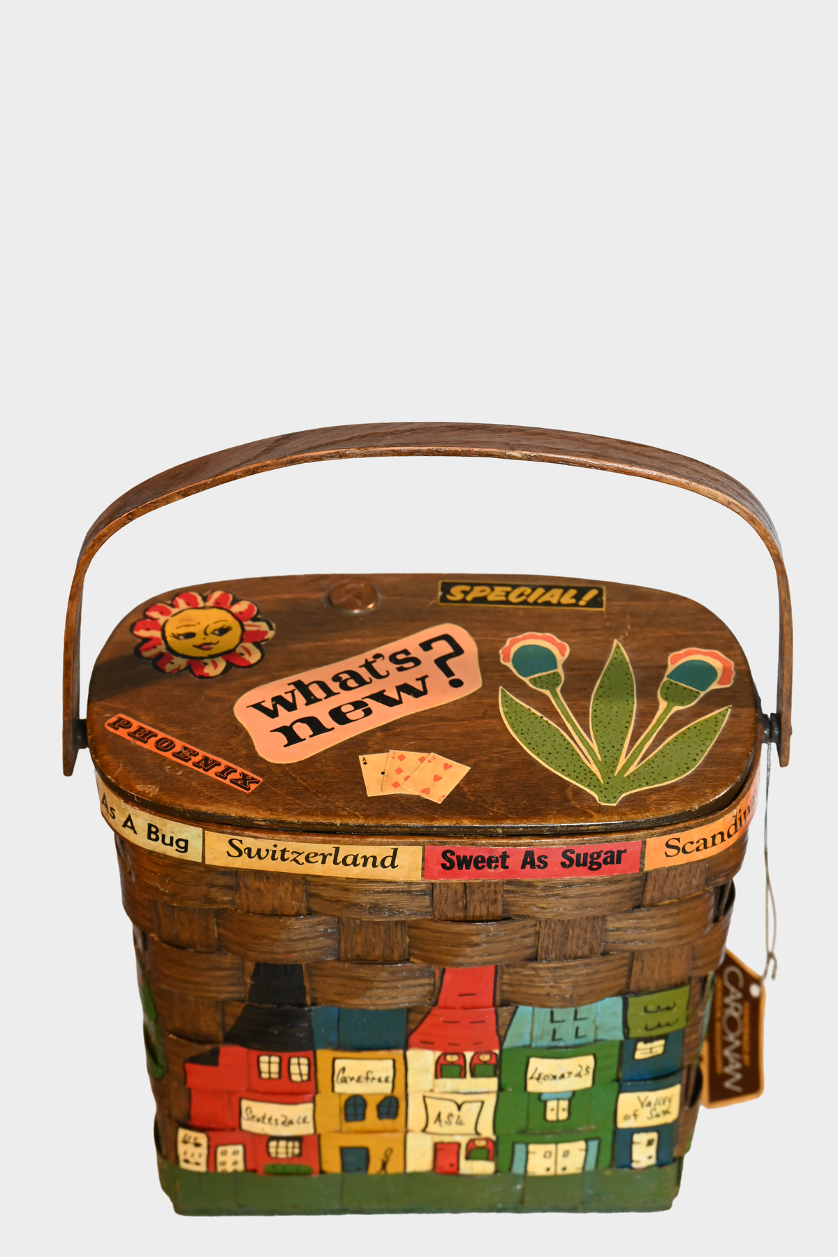 Vintage Caro-Nan Personalized “Leonard” Hand-Painted Basket Bag