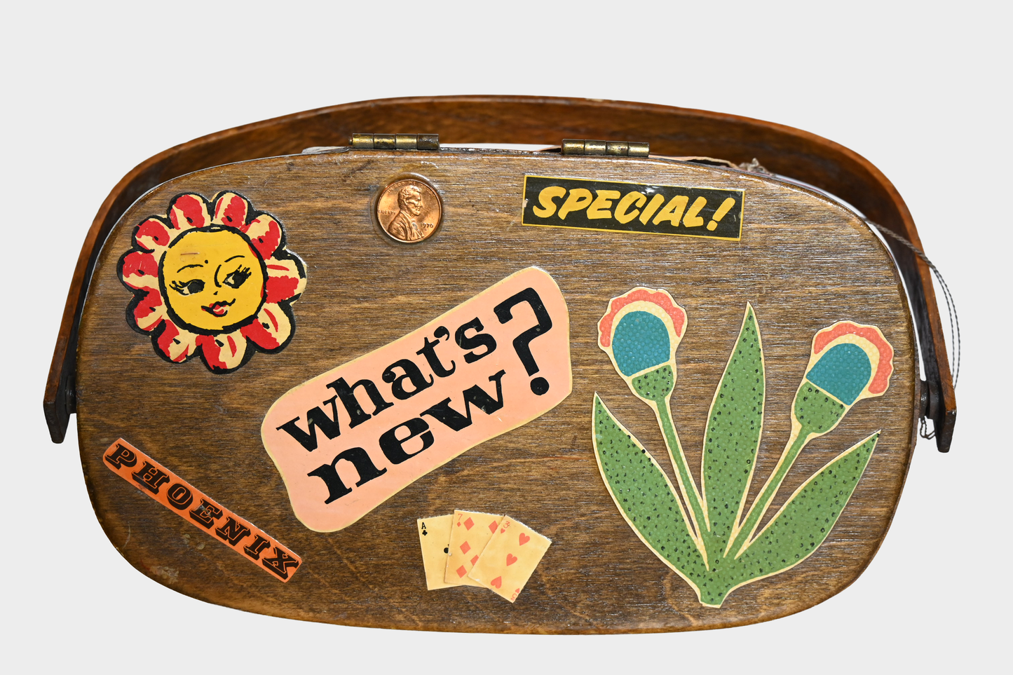 Vintage Caro-Nan Personalized “Leonard” Hand-Painted Basket Bag