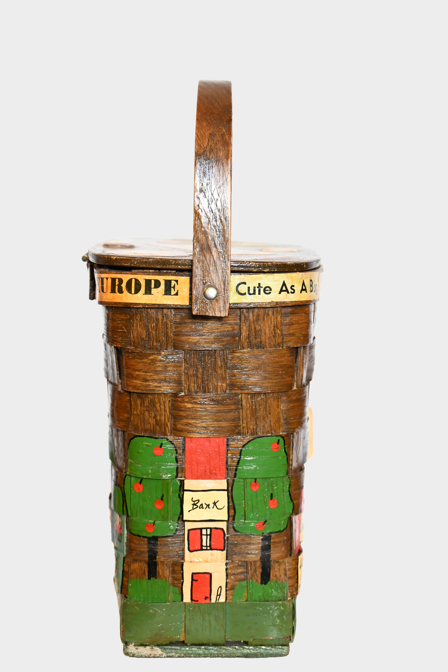 Vintage Caro-Nan Personalized “Leonard” Hand-Painted Basket Bag