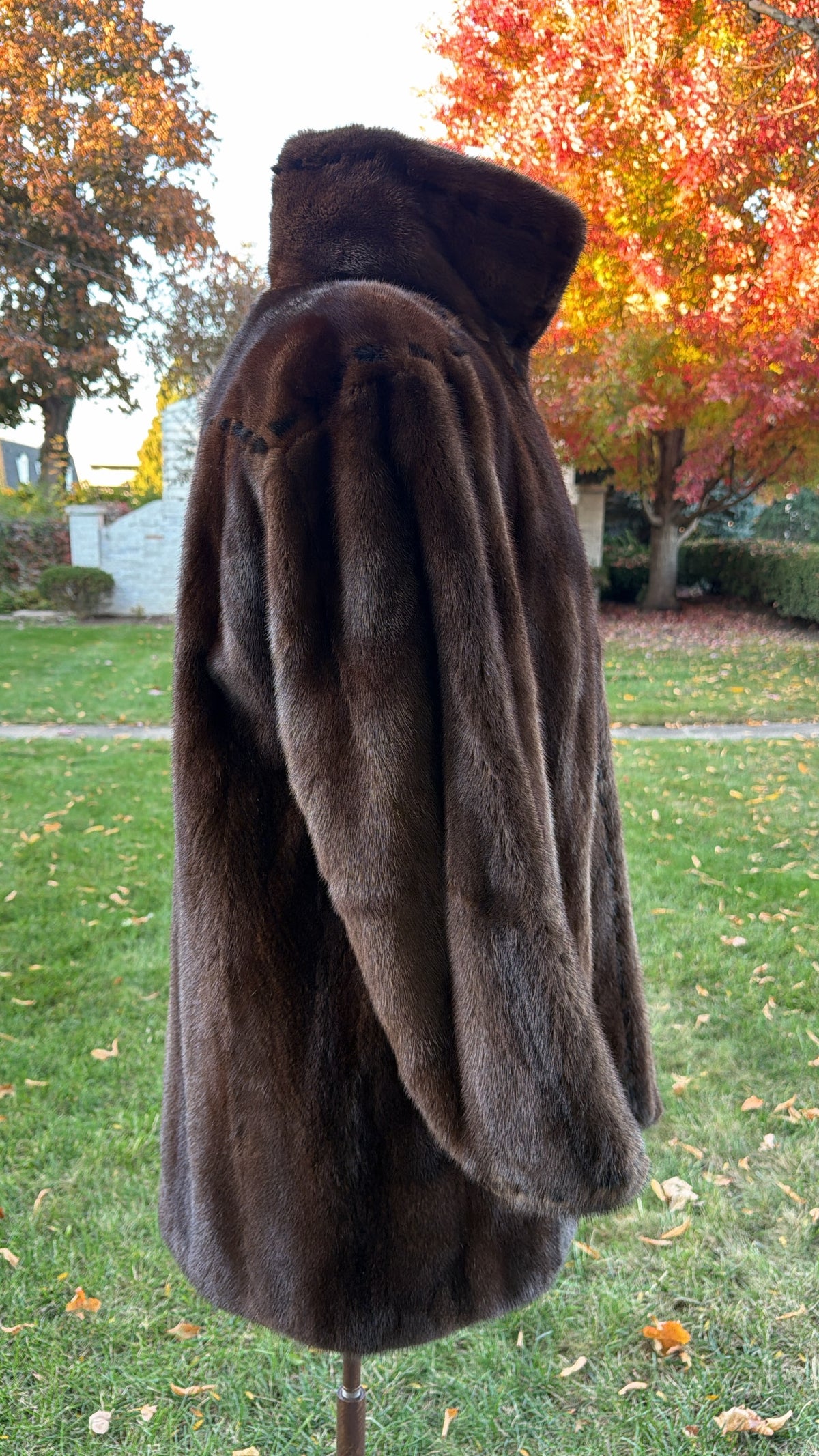 Neiman Marcus Mink Fur & Leather Whipstitch Reversible Jacket