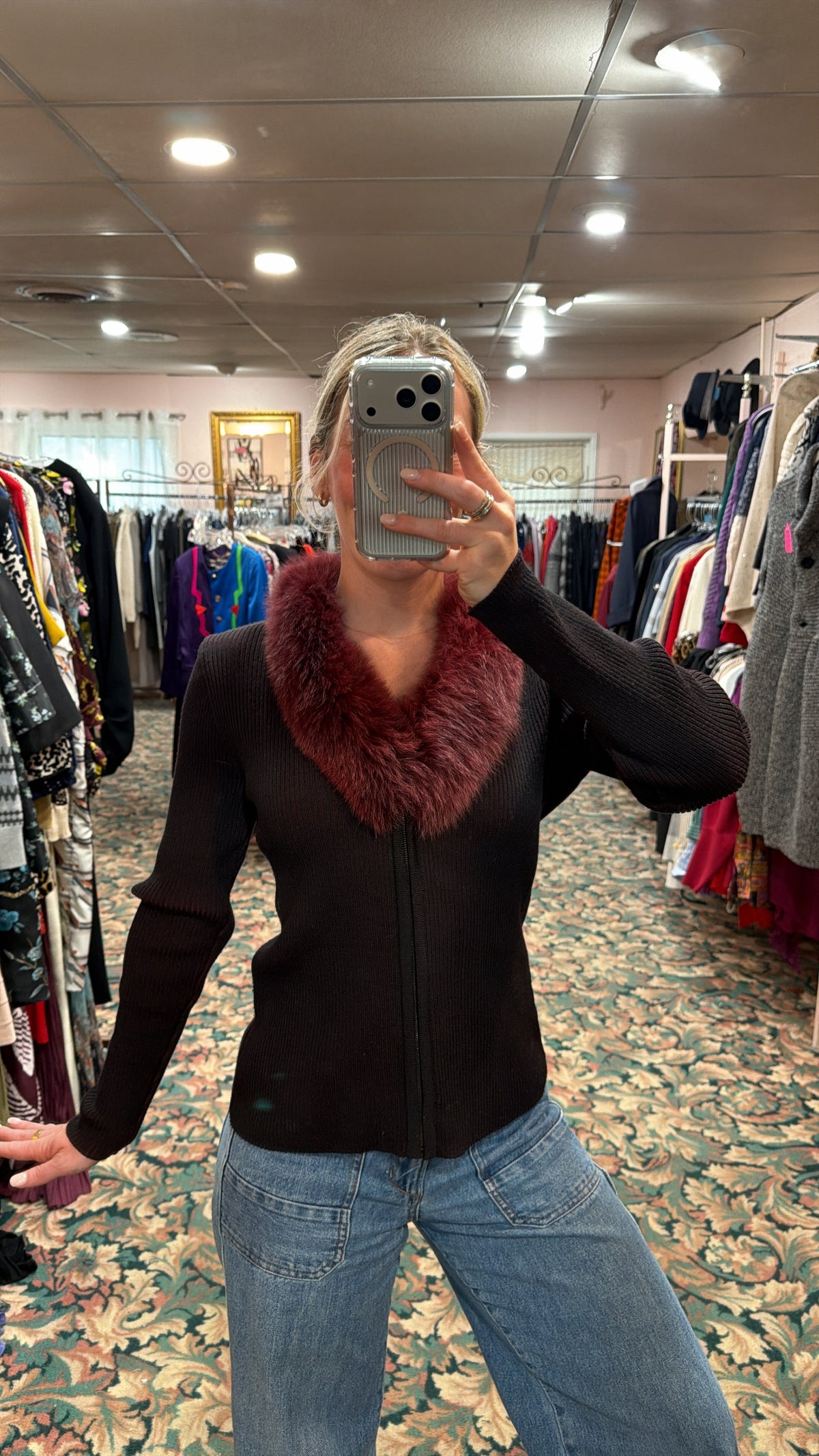 Vintage Saks Fifth Avenue Wool & Fox Fur Sweater