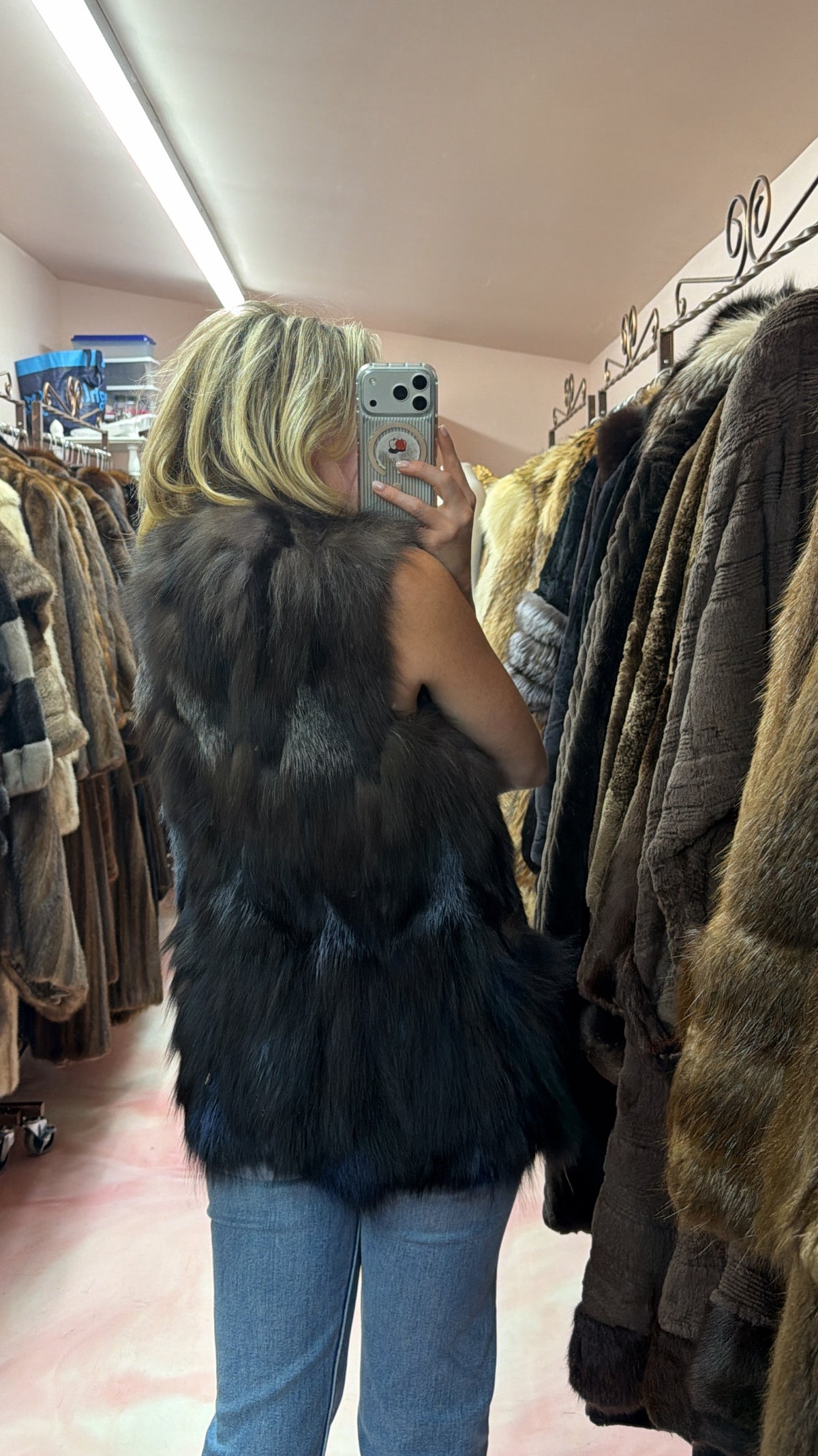 Neiman Marcus Silver Fox Dyed Vest