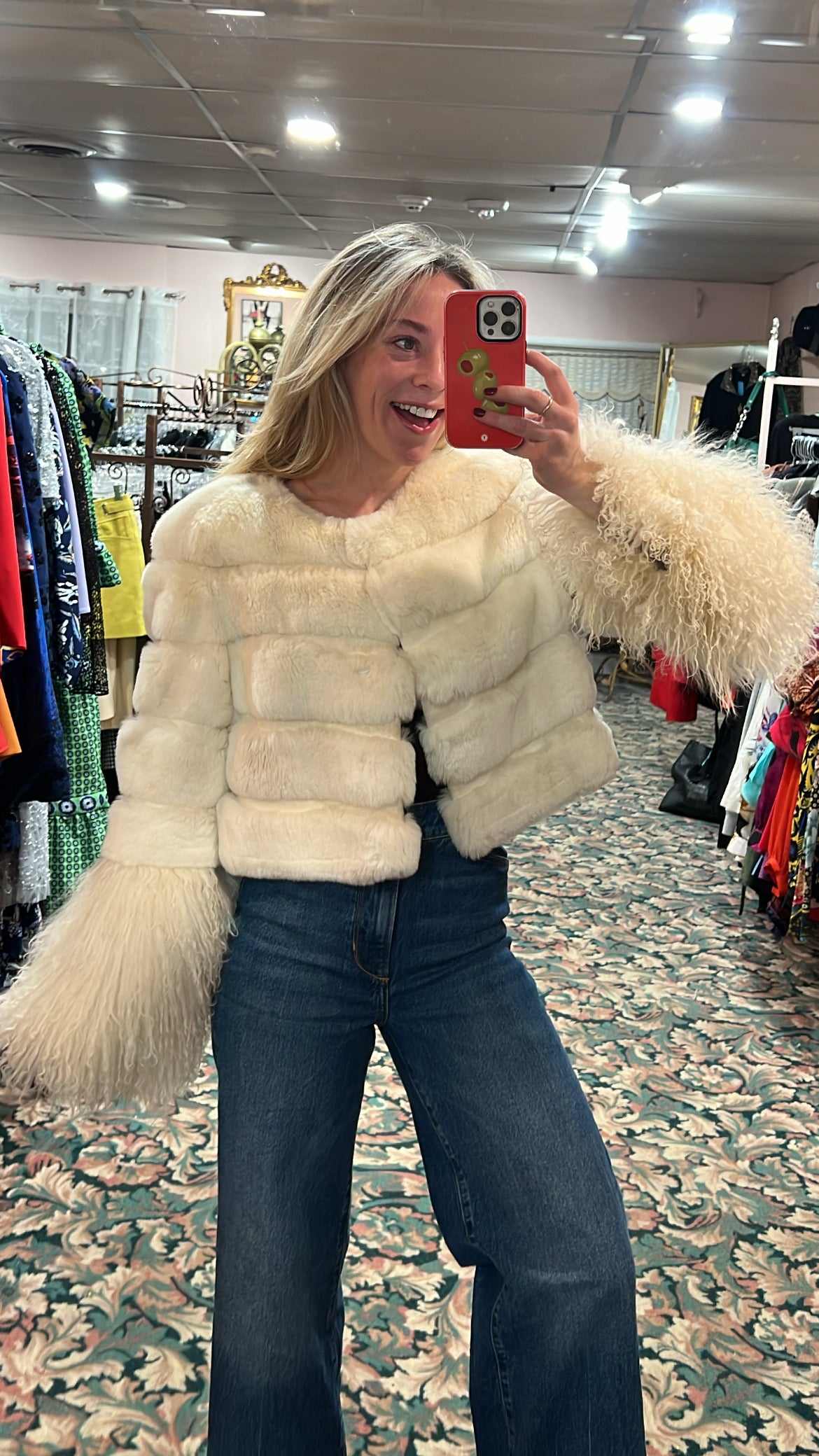 Rabbit and Mongolian Fur Jacket