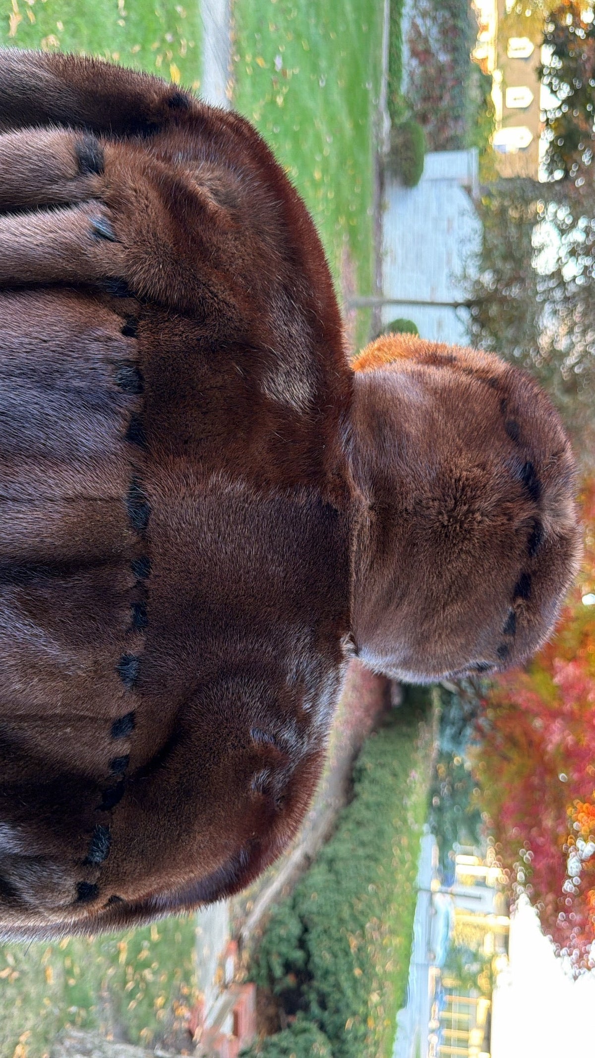Neiman Marcus Mink Fur & Leather Whipstitch Reversible Jacket