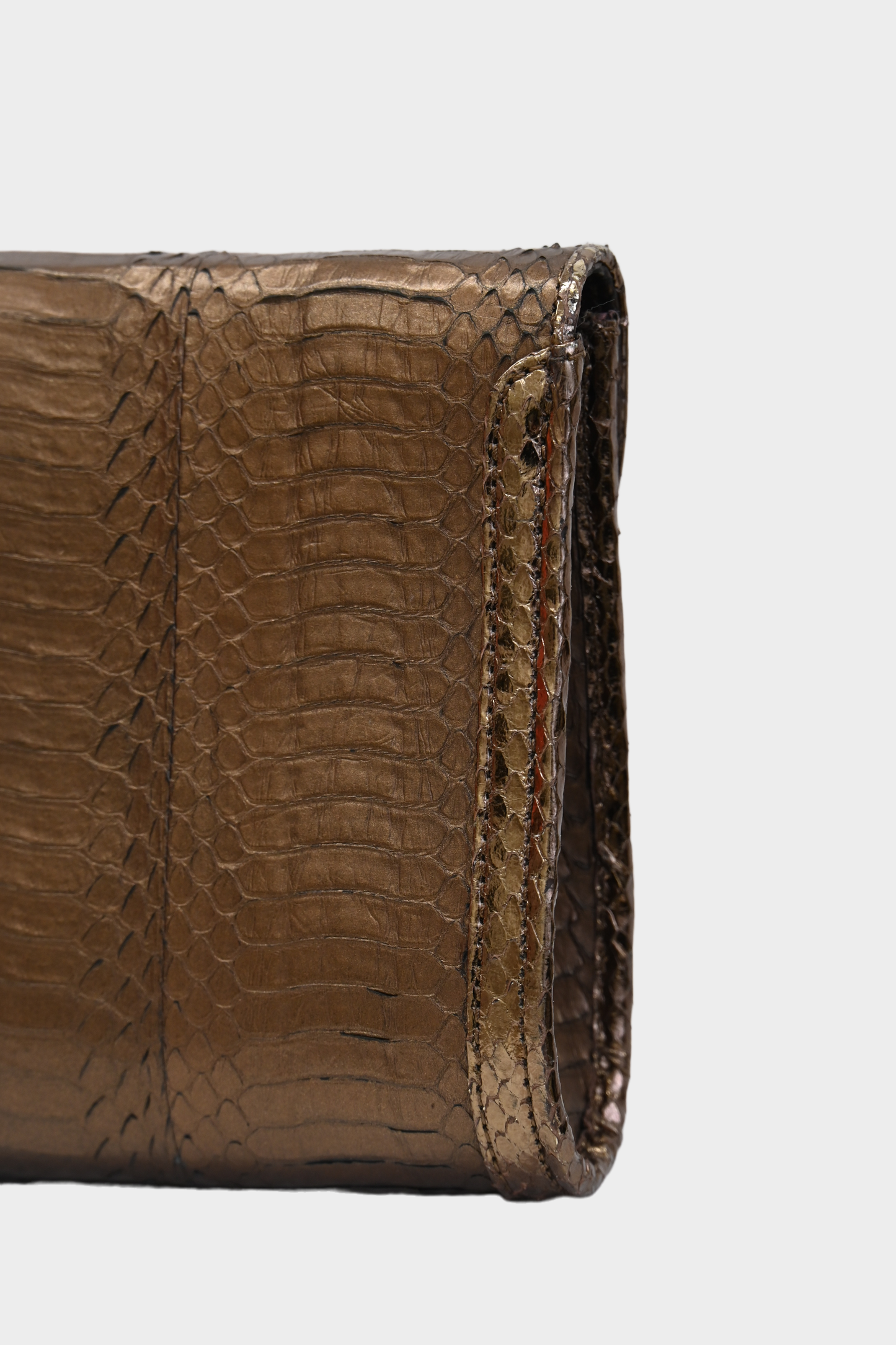 Vintage Metallic Bronze Exotic Snakeskin Clutch