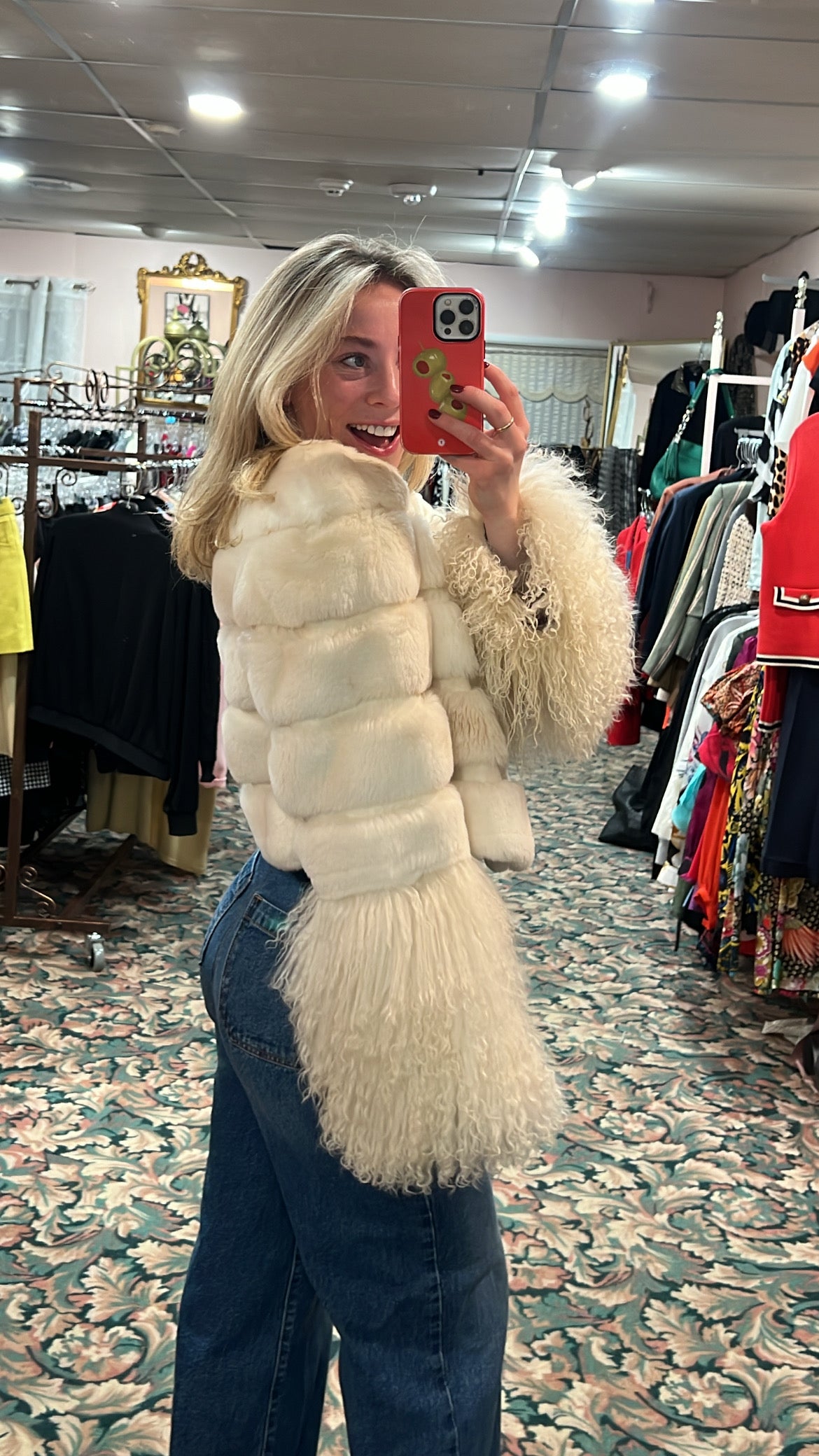 Rabbit and Mongolian Fur Jacket