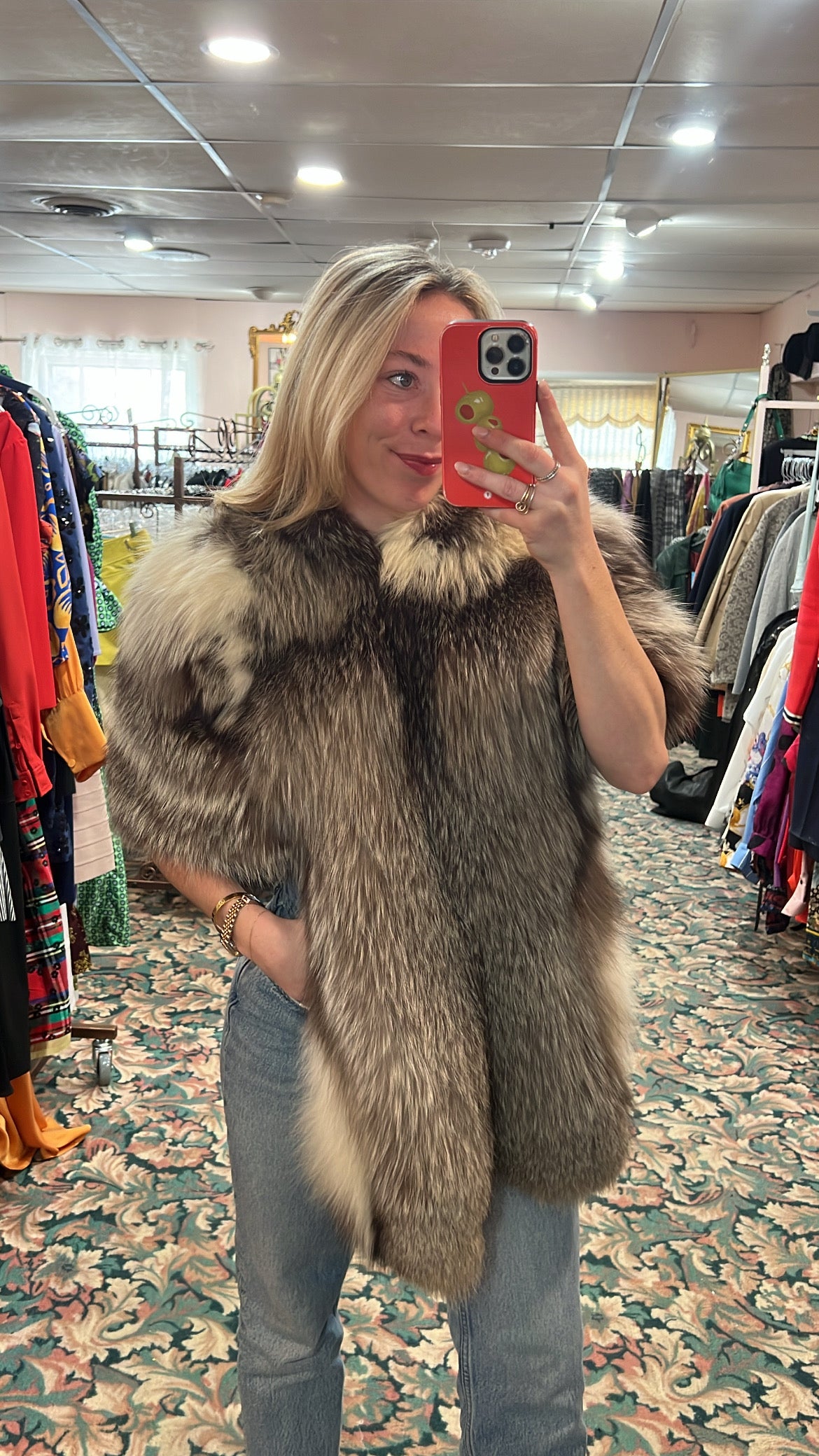 Silver Fox Cropped Fur Jacket