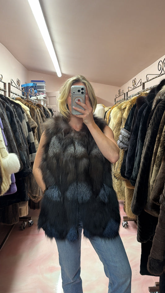 Neiman Marcus Silver Fox Dyed Vest